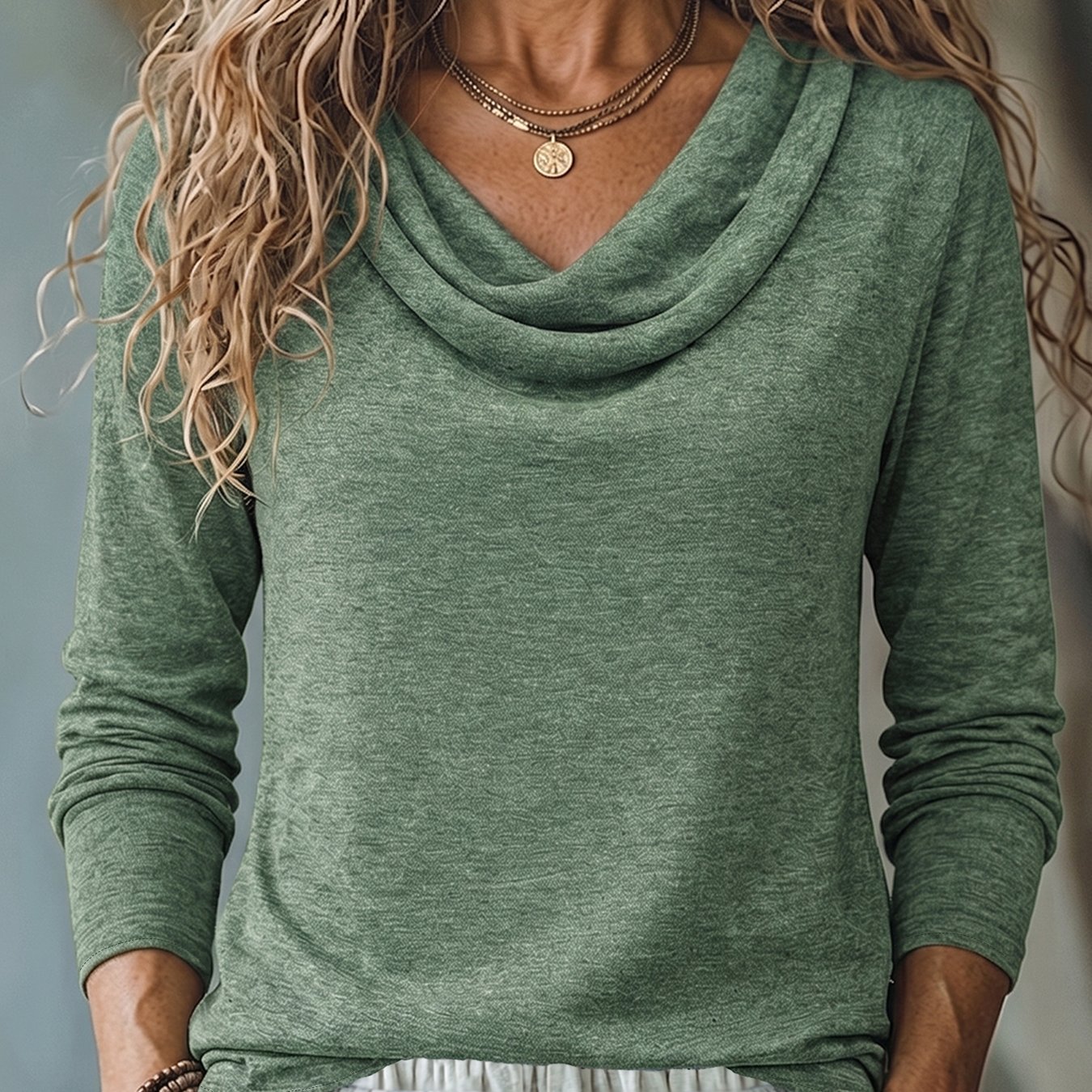 TEMU Women's Casual Fashion Solid Color Long Sleeve Drop Shoulder T-shirt Top