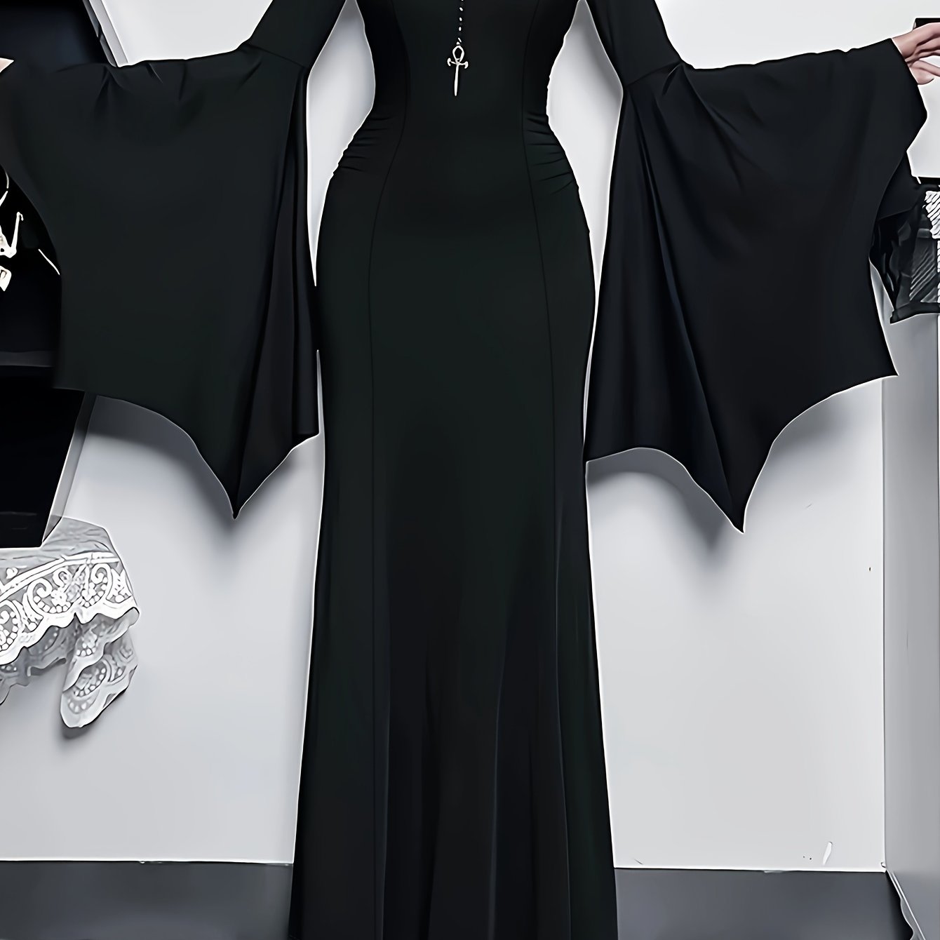 E-shop Damen Vintage Einfarbig Langes Freizeitkleid