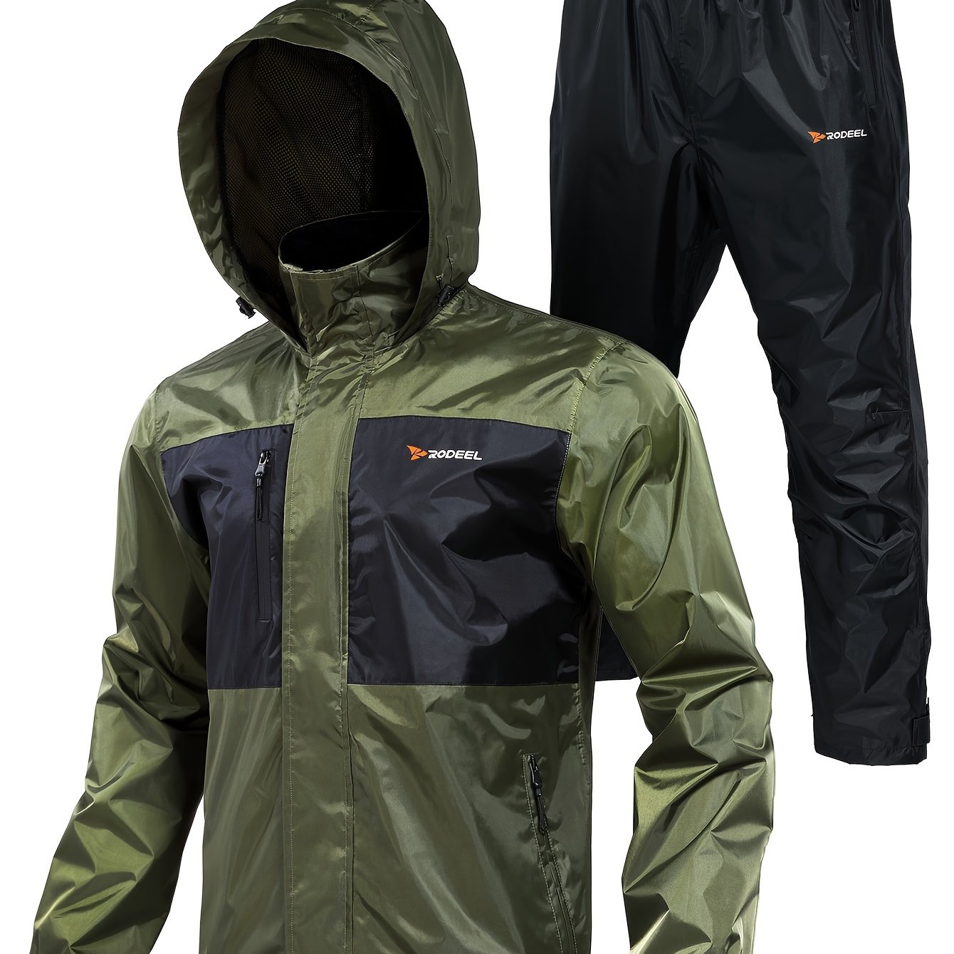 men s rain suit hooded jacket pants set hiking cycling Temu