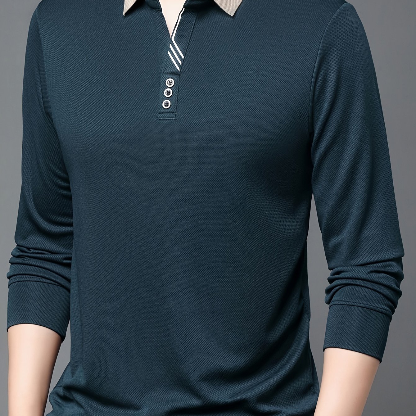E-shop Herren Langarmshirt mit Reverskragen, Leichte Basis-Schicht für Herbst Winter, Knopfleiste Reversoberteil geeignet für Casual Wear, Sport,