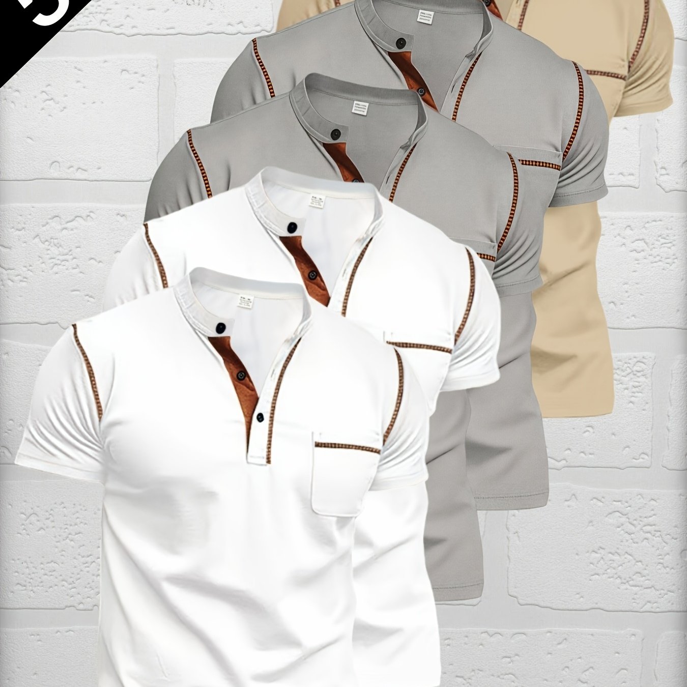 TEMU 5pcs Men's Summer Short-sleeve T-shirts - Very Soft Short Sleeves, Comfortable Tees With , Suitable For Daily Wear, Work Uniforms, Vacations,