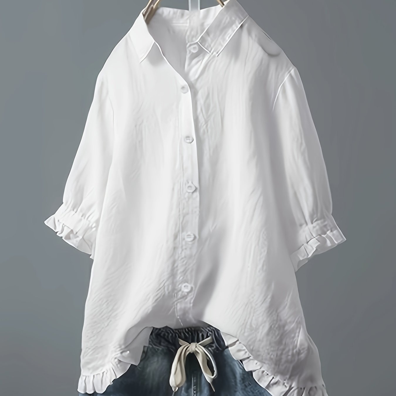 Plus Size, Plus Size Women's Loose Fit Shirt, Relaxed Look, Cuff And Button Design For Hiding , Essential For Spring And Summer Commuting