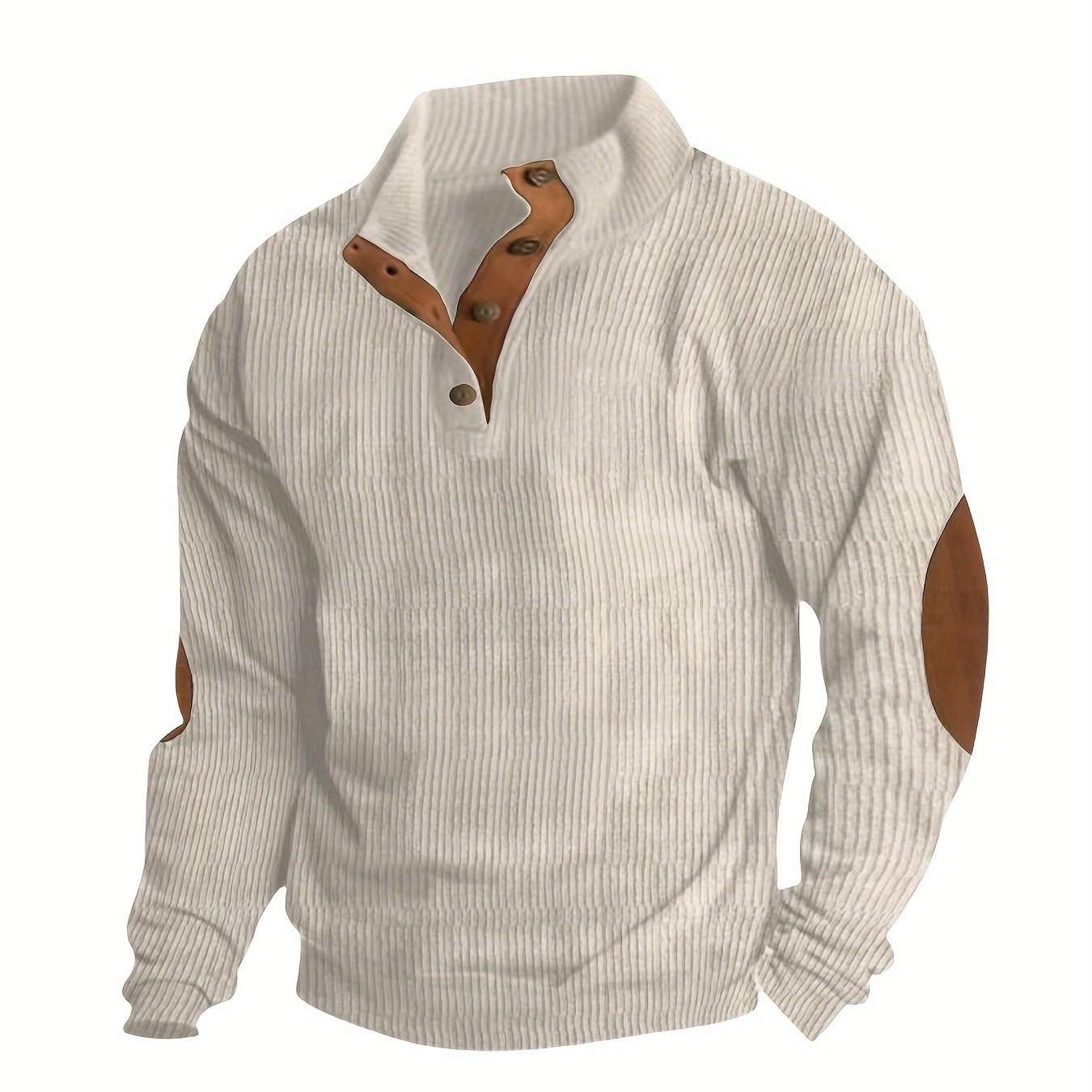 TEMU Men's Autumn And Winter Outdoor Loose Jacket, Corduroy Casual Stand Up Collar, Long Sleeved Button Hoodie, Men's
