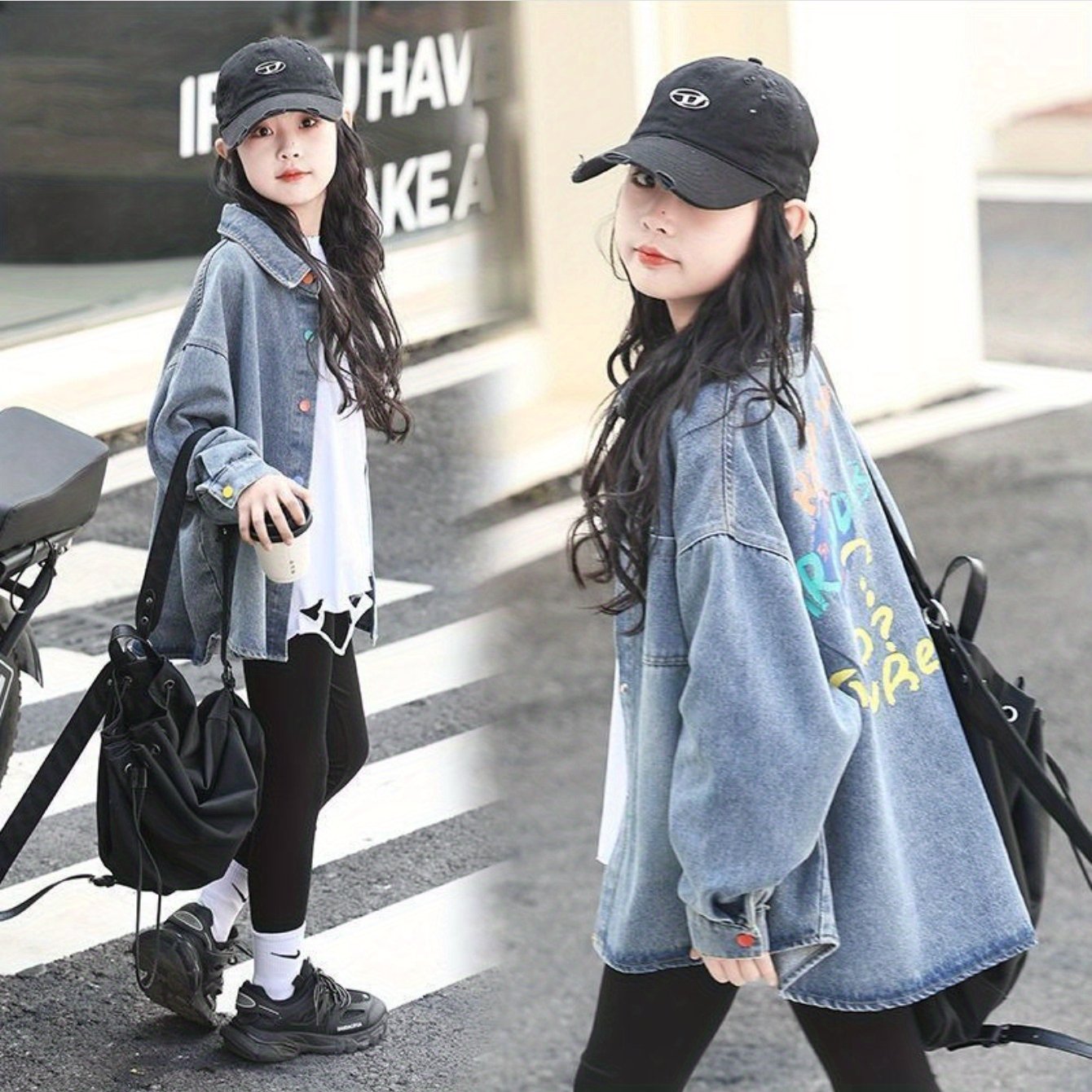 Image of Girls' Coat 2026 New Stylish Spring And Autumn Girls' Shirt, Denim, Big Kids, Loose, Super Soft, Casual Shirt For Wearing Outside