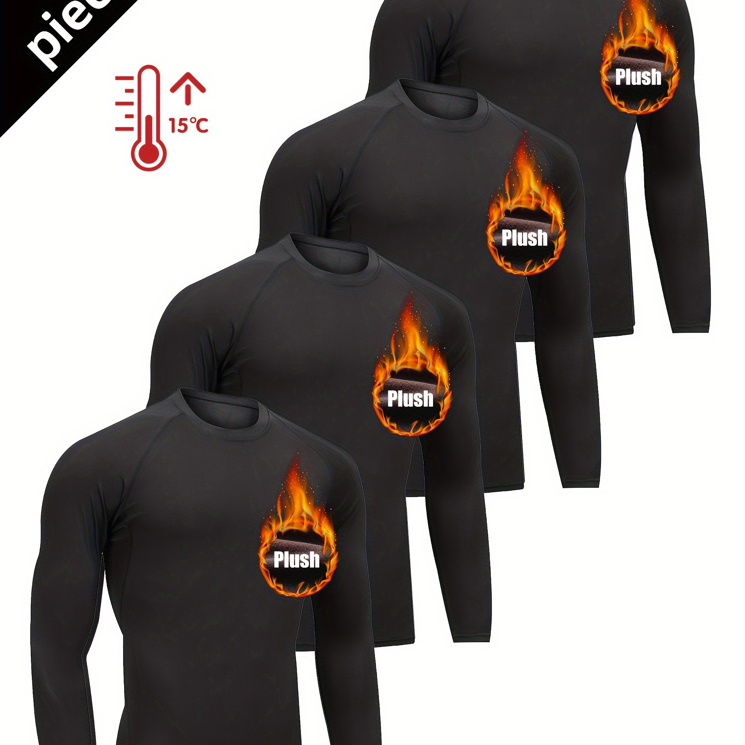 Image of Fleece-lined Warm Sports 4pcs Set Men's Running Gym Clothes Autumn And Winter Warm Fleece-lined Tight Equipment Training Autumn And Winter Sportswear