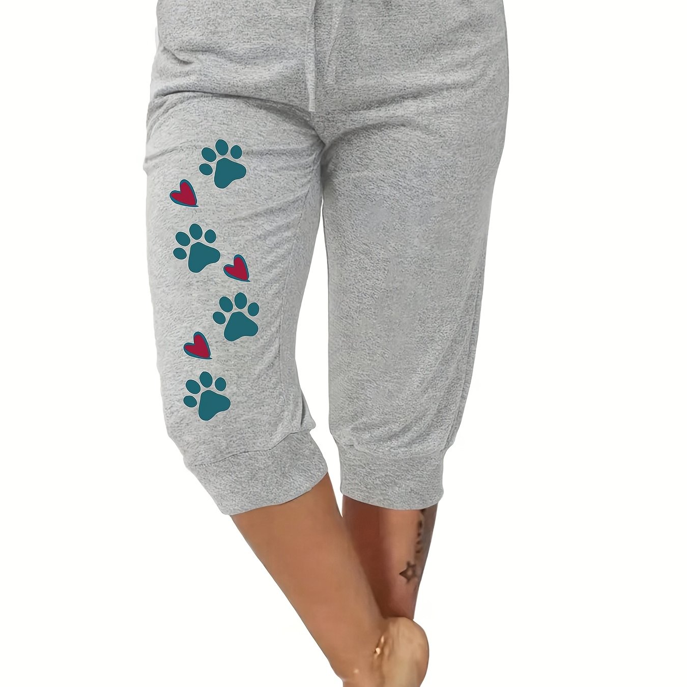 TEMU Pantalon Harem Femme Grande Taille, Taille Élastique, Coupe Large, Imprimé, Mi-Long, Confortable, Idéal et les Vacances, Mode Décontractée