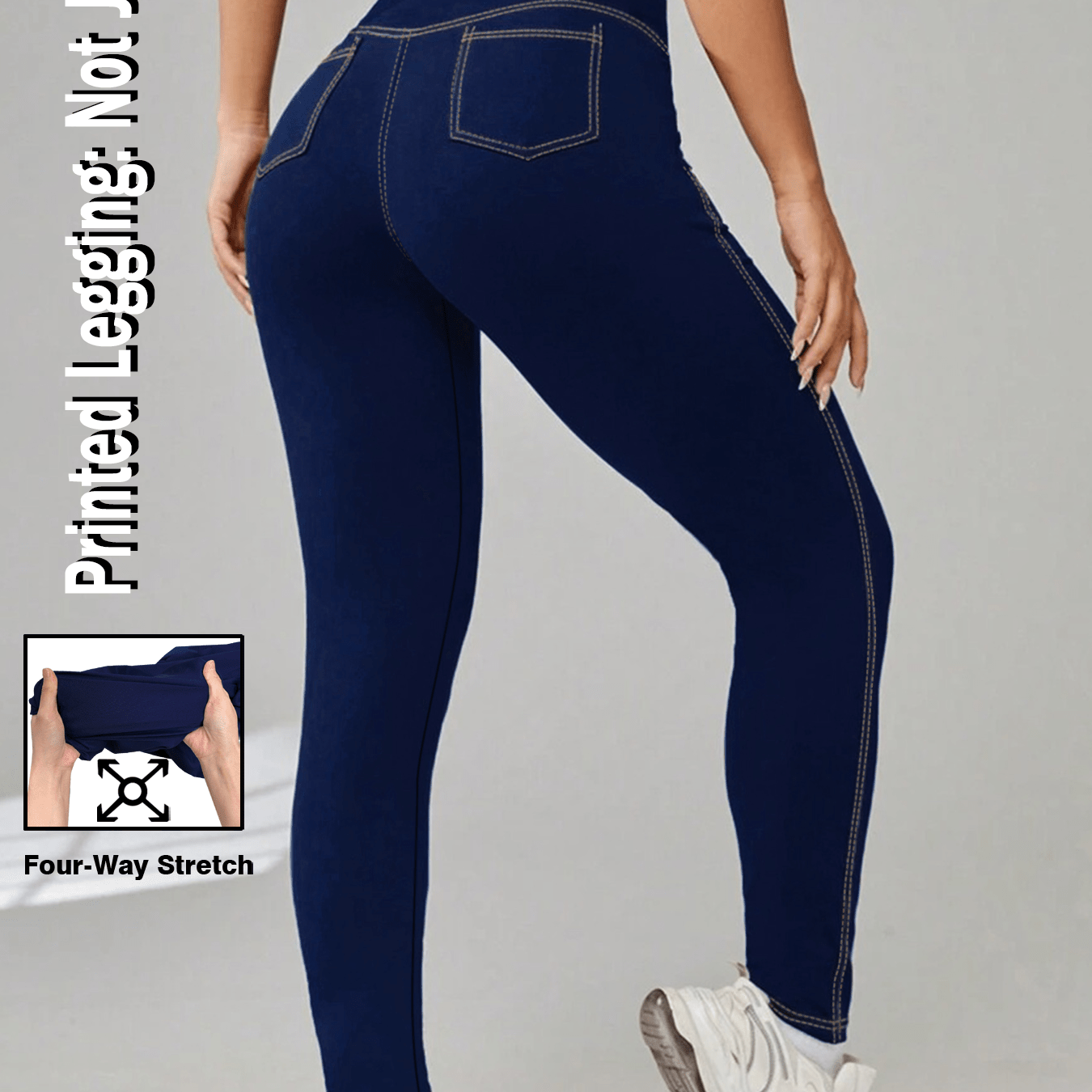 TEMU Leggings casuales de mujer, color liso, cintura , cómodos, transpirables y elásticos, cintura elástica cómoda, fáciles y versátiles, adecuados