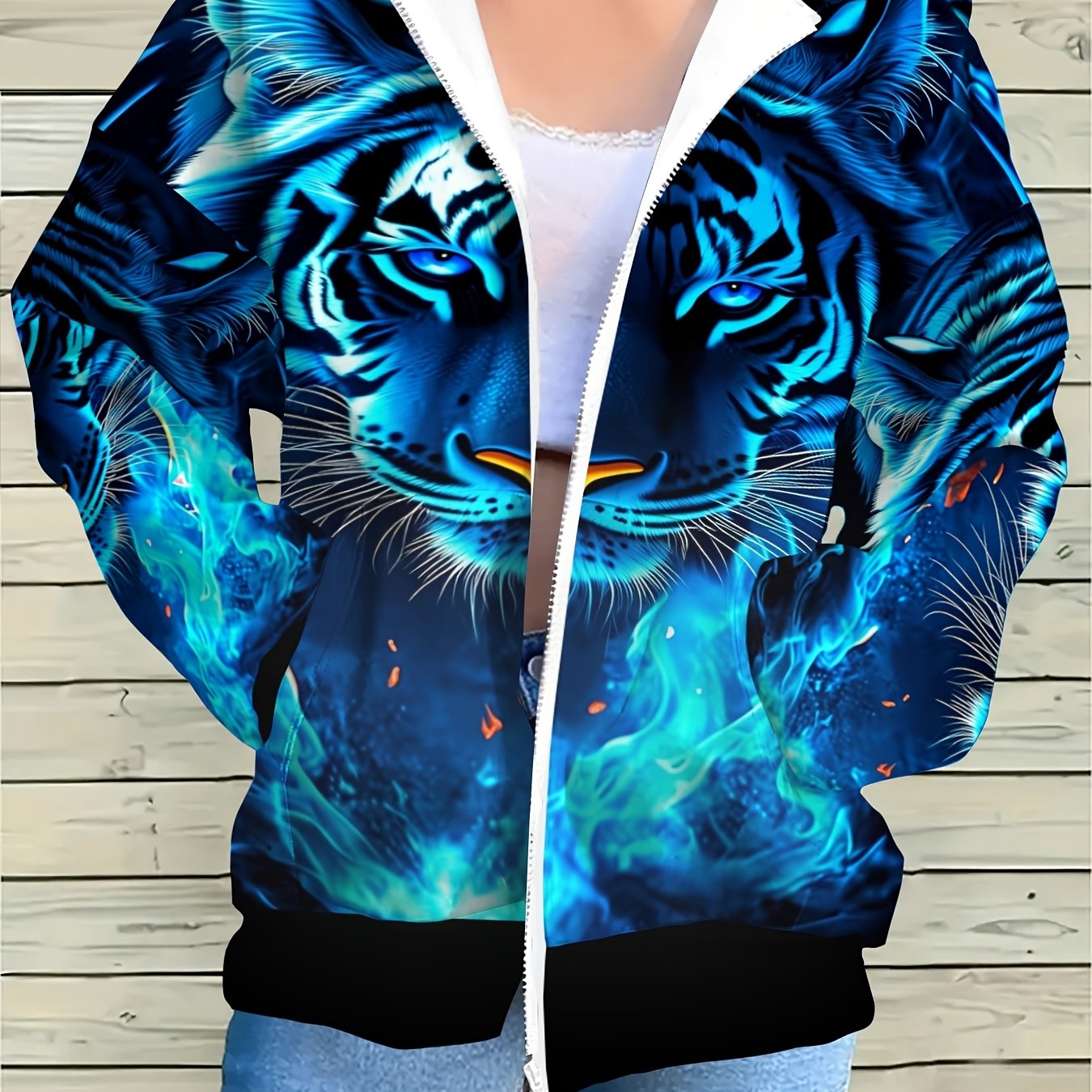 TEMU Women's New Zip-up Hooded Sweatshirt, Long Sleeve, Comfortable For Commuting, Casual, Outdoor, Streetwear