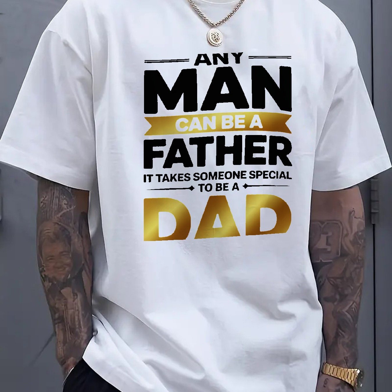 Men' T-shirt- Round Neck, Short Sleeves, Printed With The Words "new Dad, " Machine Washable, , Father's Day Gift, A Garment Suitable For Wear(perfect For New Dads)