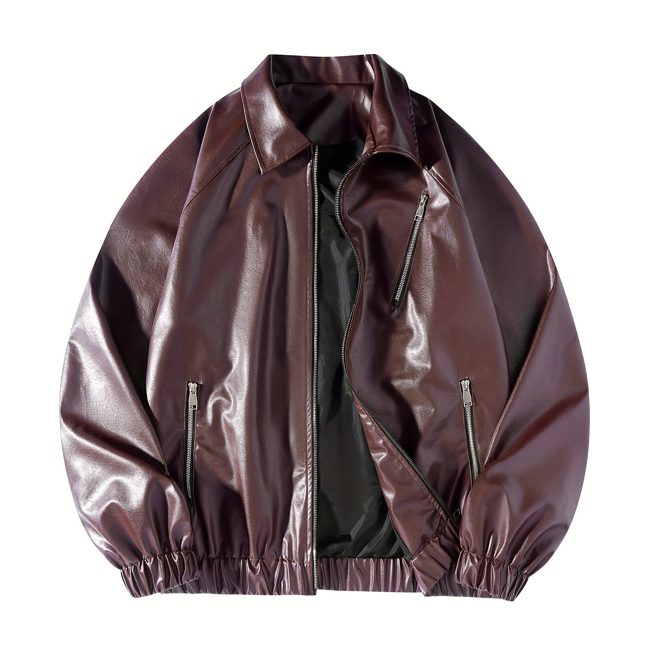 TEMU [ Obm] Men's Jacket Faux Leather 2025 New Versatile Slim Fit Faux Leather Jacket Windproof Casual Jacket Men