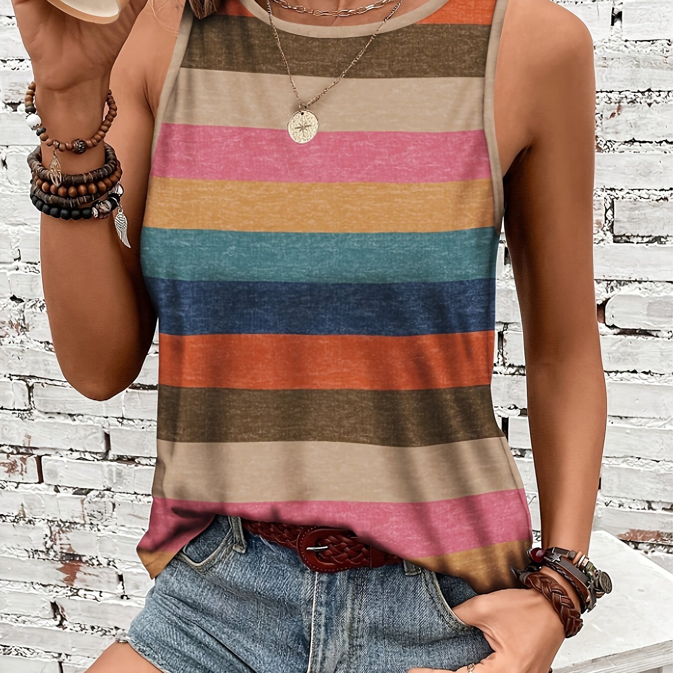E-shop Damen Tanktop im europäischen amerikanischen Stil, , lässig, mit Rundhalsausschnitt Aufdruck