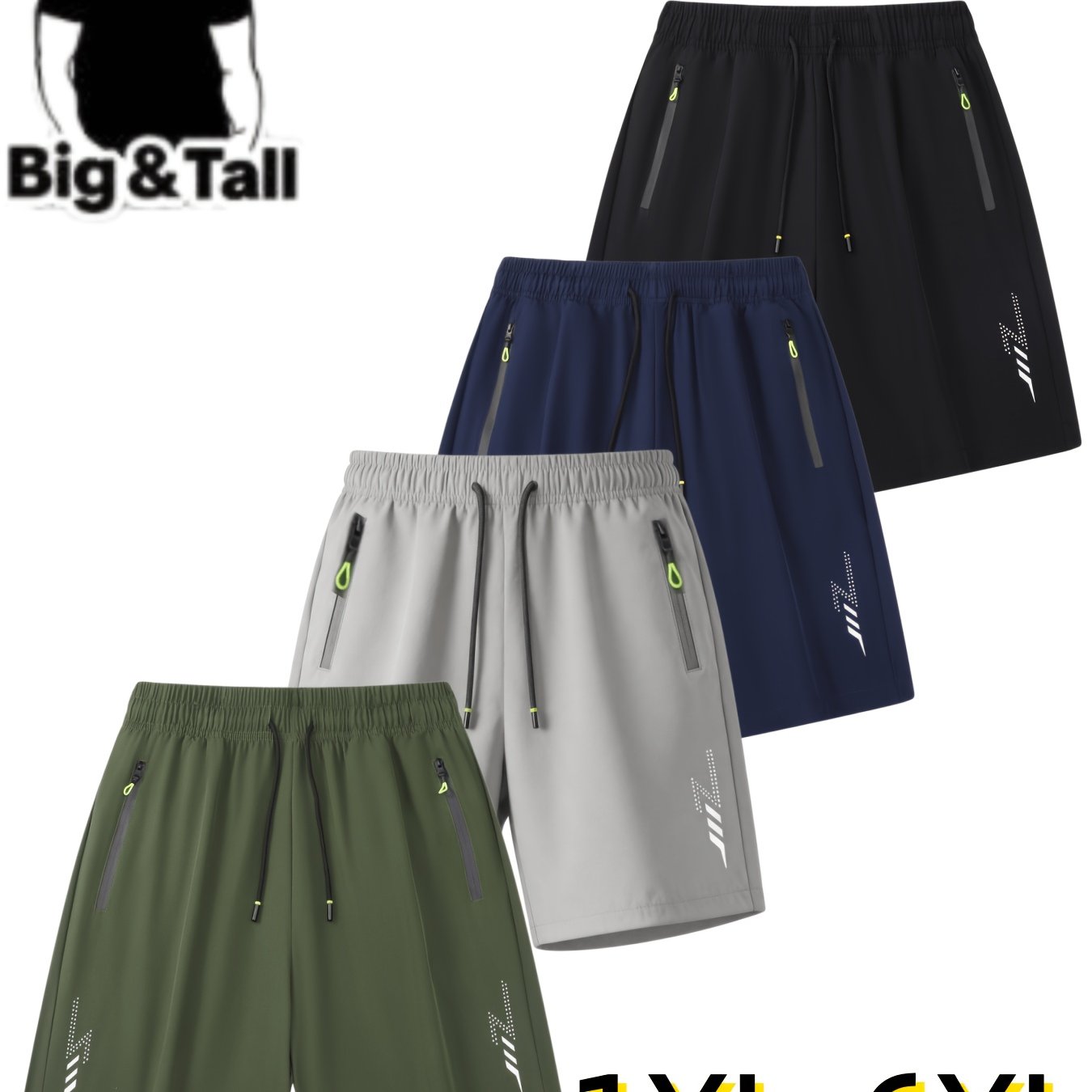 TEMU 4pcs Size Big & Tall Men's Casual Sport Shorts, Plus Size
