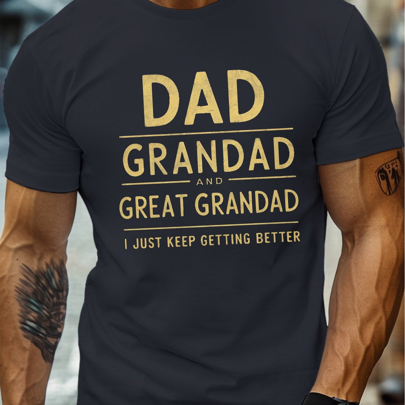 TEMU Men's T-shirt Family Generations Father Grandfather Great-grandfather Men's Casual Round Neck Short Sleeve T-shirt Summer Style Plus Size Summer