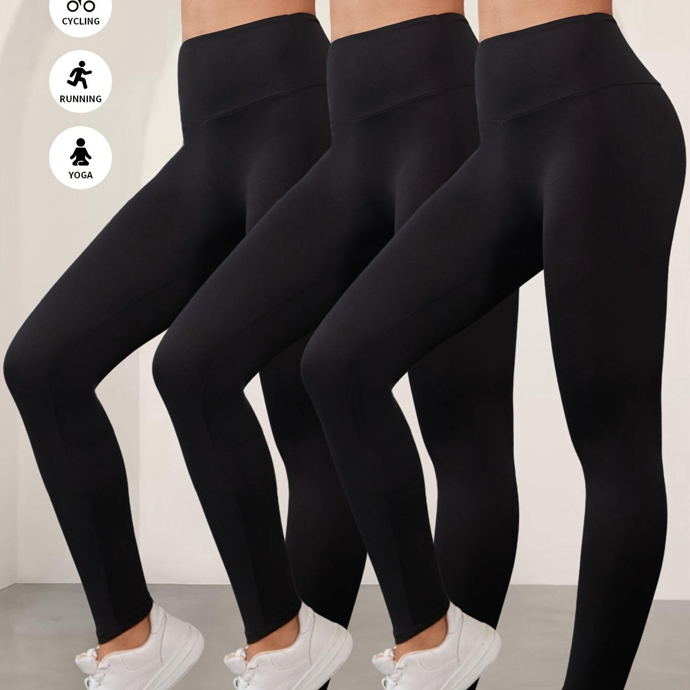 E-shop 3er-Pack Superweiche Leggings für Damen, High-Waist Bauchkontrolle, blickdichte Workout Yoga Laufhose