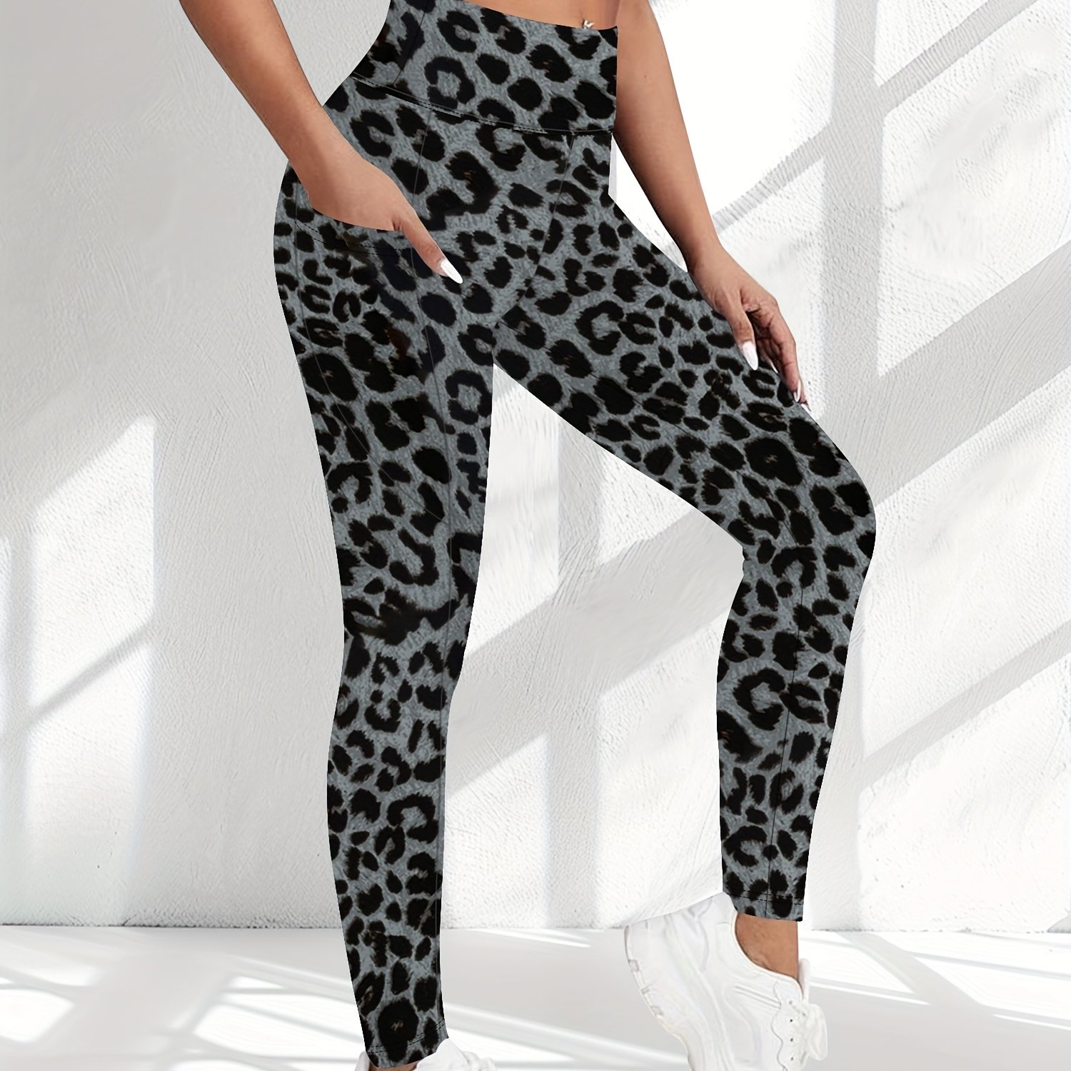Image of Women's High-waisted Leggings, Yoga Pants With Pockets, Suitable For And Casual Wear