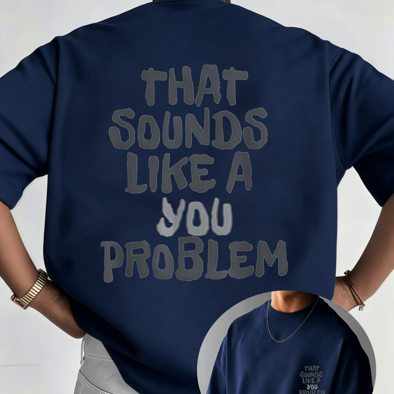 TEMU Men's "that Sounds Like Your Problem" T-shirt - Hand-painted Lettering Humorous , Round Neck Short Sleeve Casual Summer Top Suitable For Daily