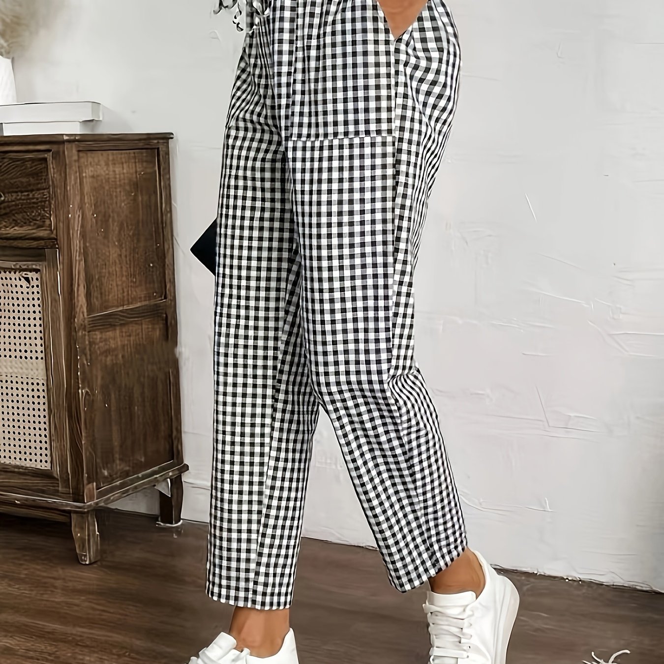 E-shop Elegante --Hosen für Damen - Hohe Taille, Schmal Geschnittene Passform mit , Maschinenwaschbar - für Frühling/Herbst