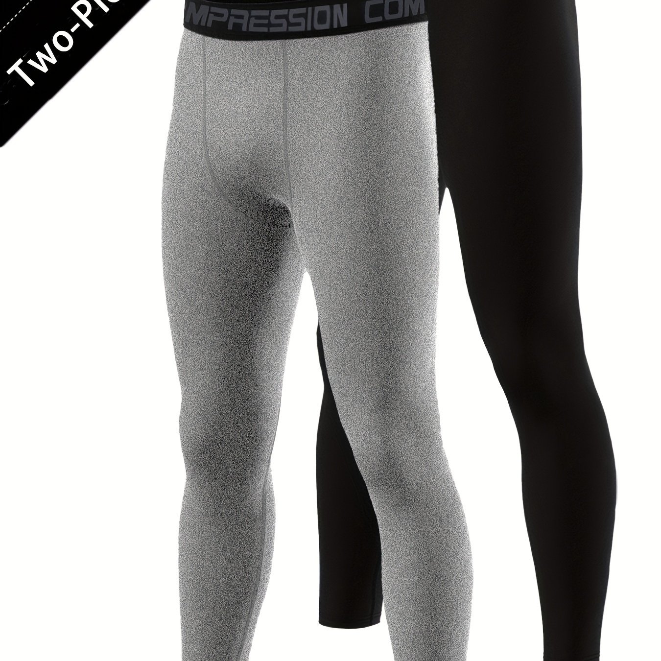 TEMU Pants 2-pack, Polyester And Elastane , Tights , Breathable Fit, Athletic Leggings , Running And Training Pants