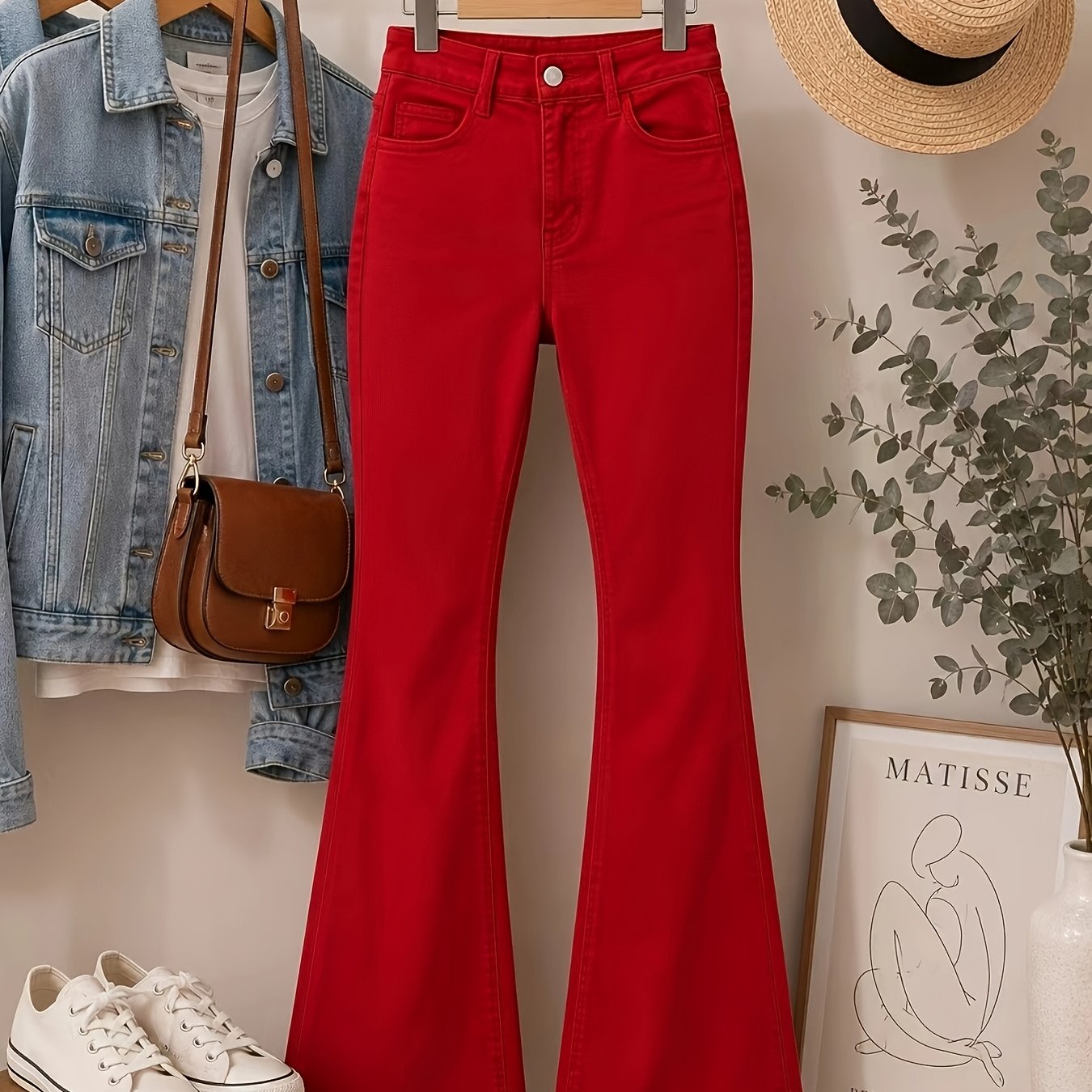 Image of 26aw Women's Elastic Retro Versatile Casual Fashionable Elegant Mid-waist Pocket Machine Wash Durable Multifunctional Slim Fit Flared Jeans Street Trend