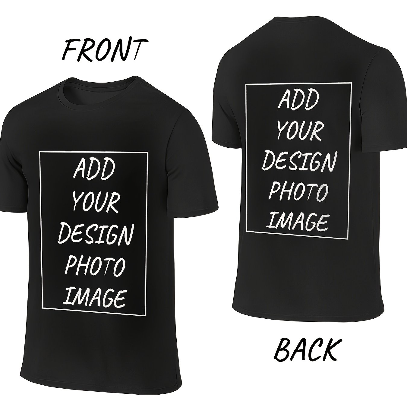 Image of Custom Women's T-shirt Personalized Double Sided Print Tee Pure Tshirt - Add Your Image - Men Women Adult Unisex Size - Solid Crew Neck Short Sleeve Tee Soft Comfortable Casual Trendy