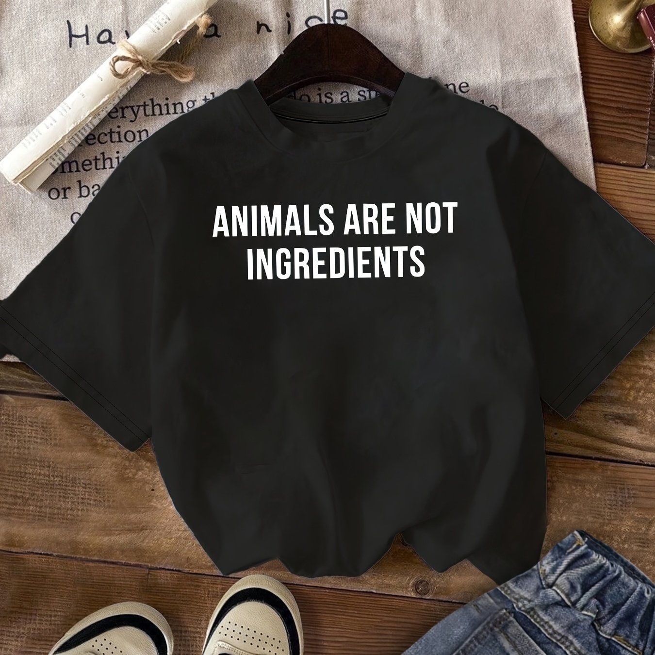 TEMU Animals Not Be Treated As Food. A Slogan For A Vegan T-shirt Featuring A Printed Design, Perfect For Casual Wear And Summer For Women