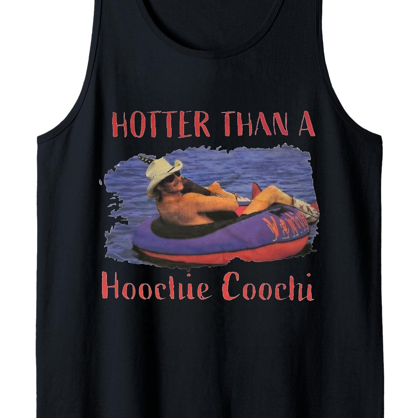 TEMU Débardeur graphique amusant, imprimé flottant cowboy Hoochie plus chaud que jamais, cadeau humoristique d'été pour hommes, idéal pour les fêtes