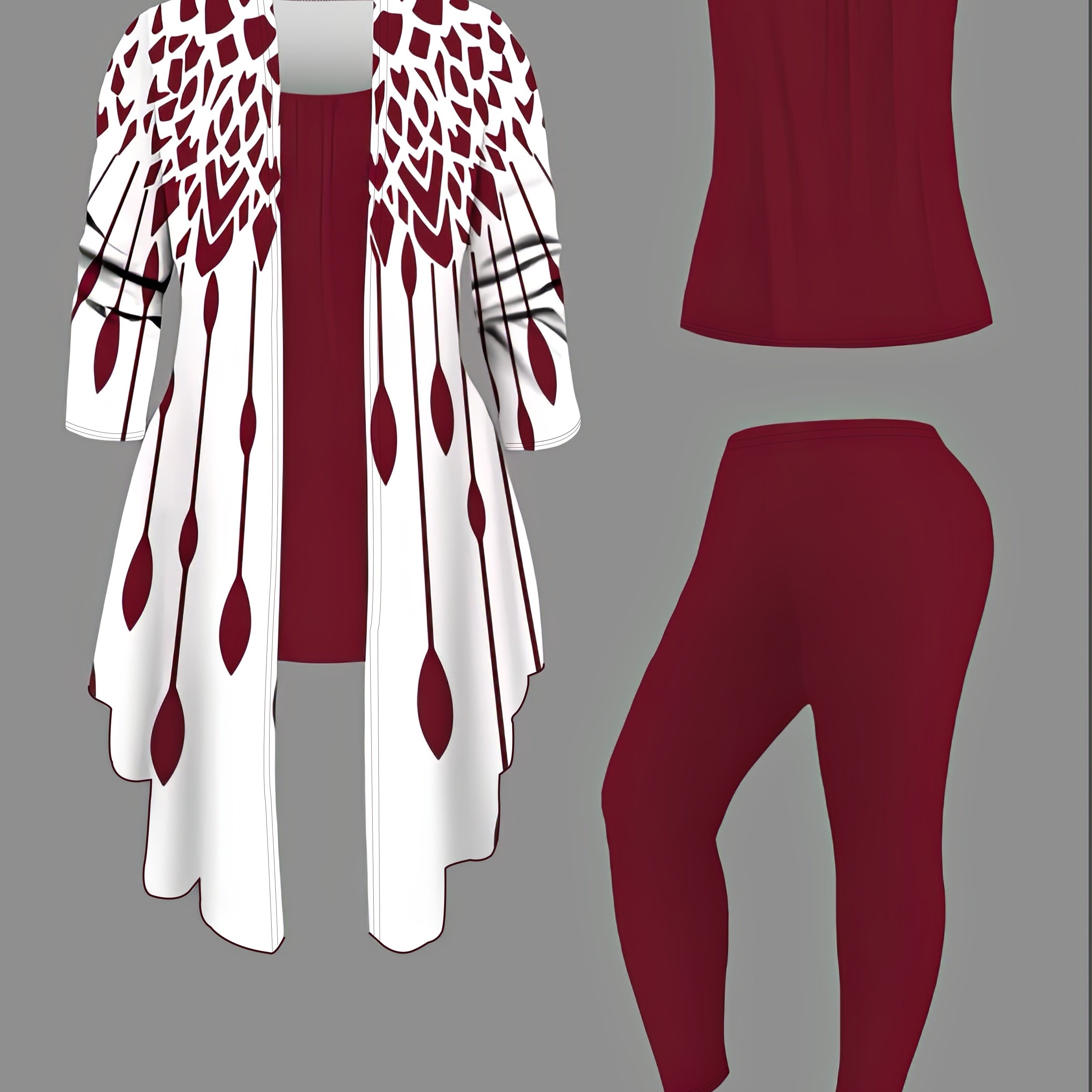 TEMU | Women's 3pcs Collision Set: Print Collision, Sleeveless Vest And Solid Color Pant Lead Free Set - Machine Washable Polyester Blend