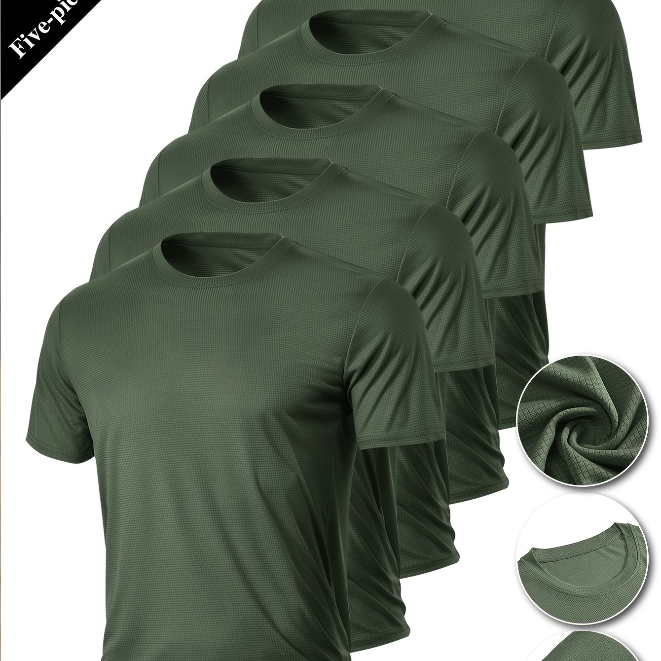 Men's 5pcs Lightweight Thin Short-sleeve T-shirts For , Gym, Running, , Sports, Travel, Beach Vacations, Comfortable, Breathable, Sweat-absorbent, And Quick-drying