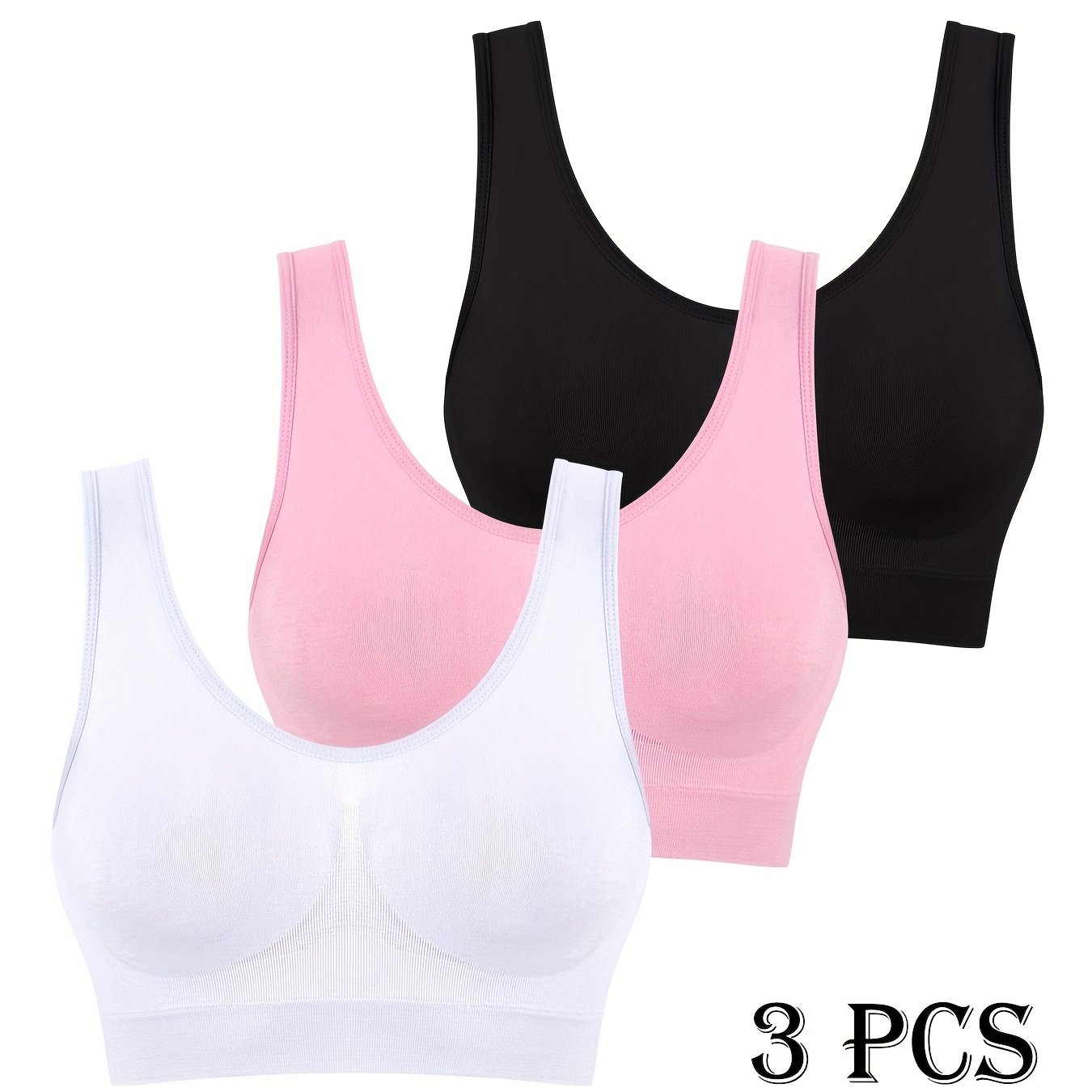 Set Of 3 Women' Lightweight Sports Bras Without Padding, Featuring A High Elasticity Tank