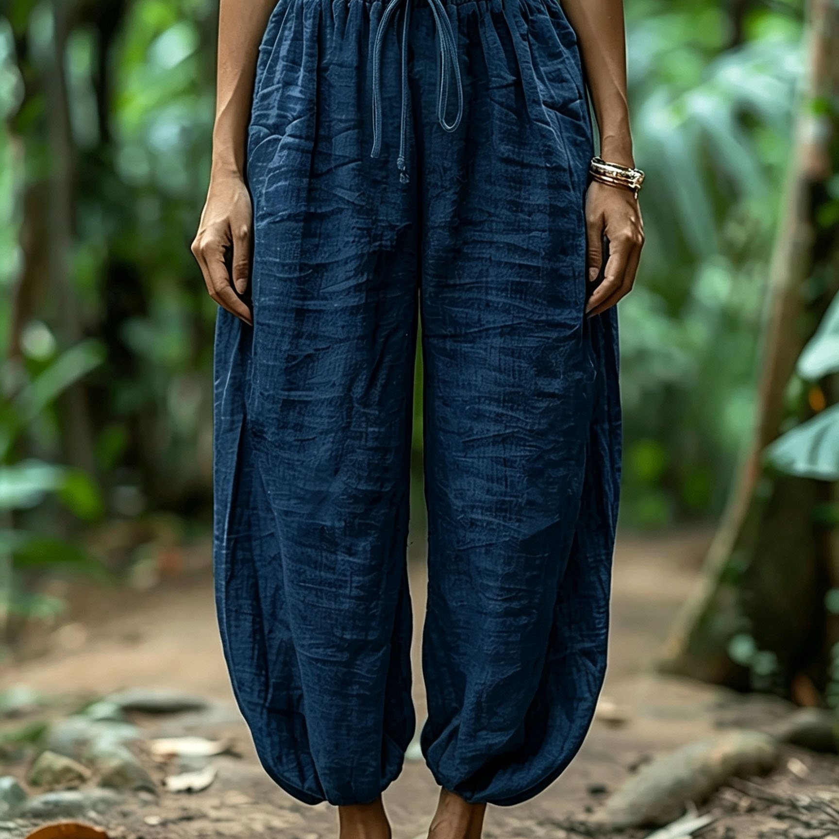 TEMU Women's Loose Harem Pants, Elastic Waist Drawstring Casual Pants, Lightweight, Breathable, Comfy Baggy Trousers With Side Pockets For Summer
