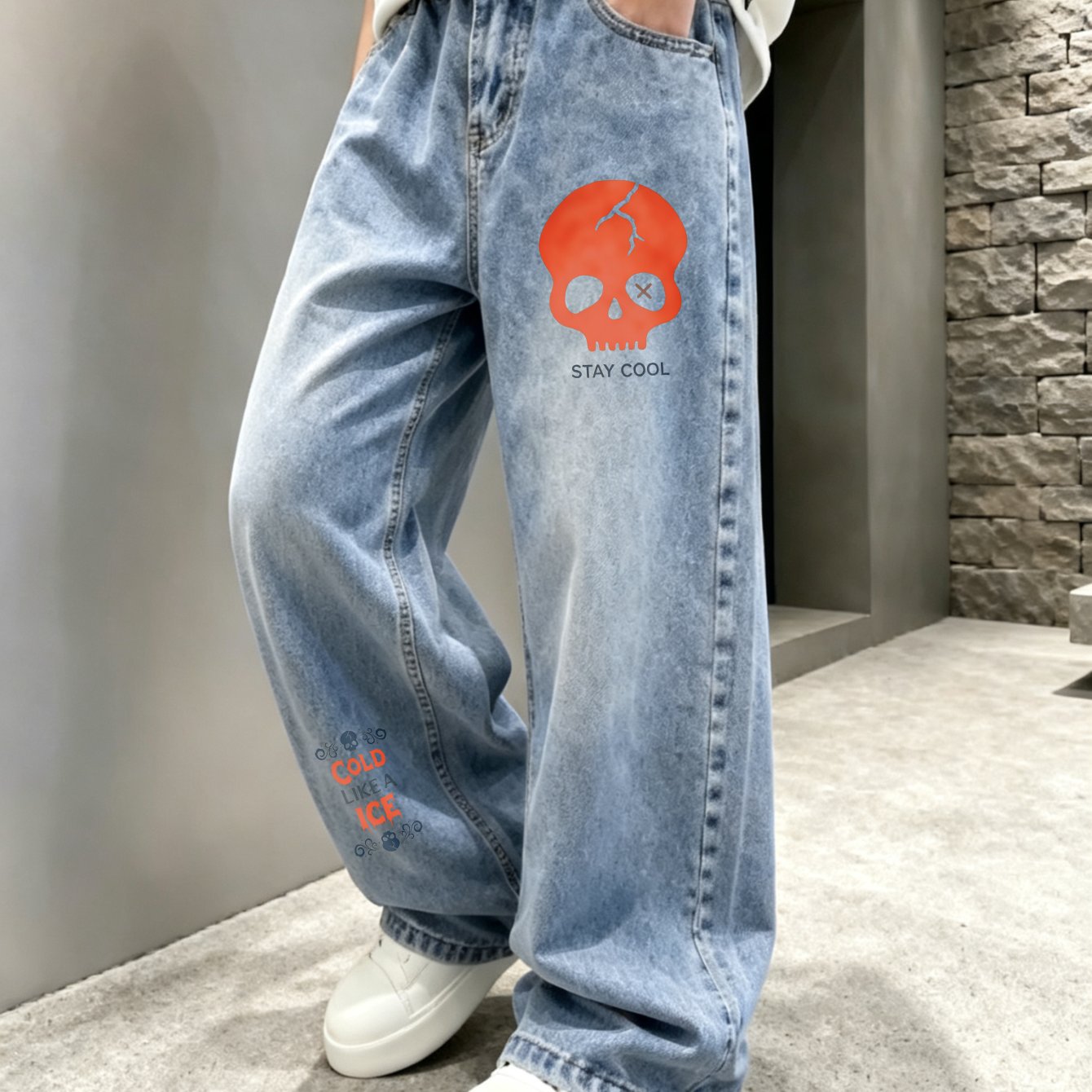 Image of Unisex Youth Multiple Colors Loose Fit Straight Leg , Front Large Face Printed Graphic, Side Stripe Graphic, Y2k Retro Festival Style, Back To School Outfit, Summer Streetwear, Daily Casual Wear, , Sc