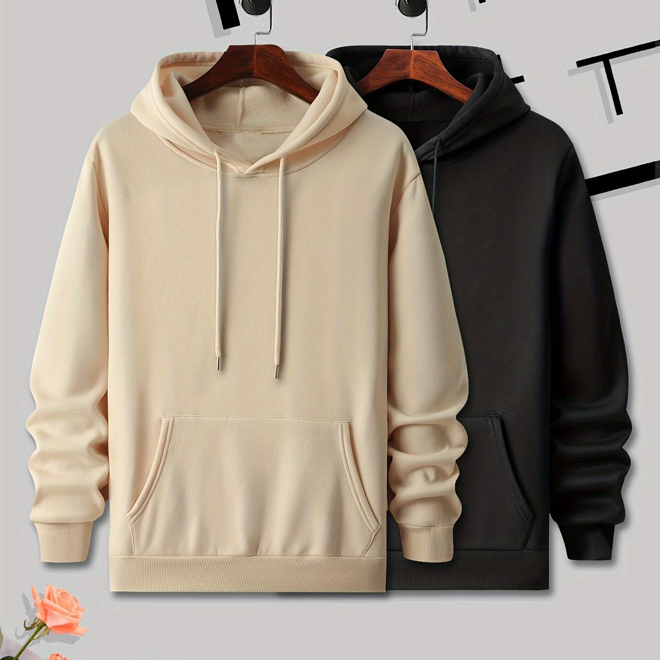 TEMU 2pcs Set Casual Fashion Hooded Sweatshirt, Men's Hooded Sweatshirt, Long-sleeve Hooded Sweatshirt