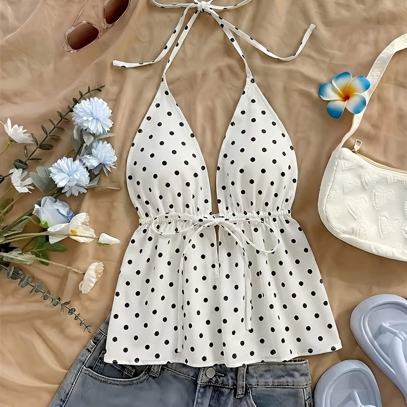 TEMU Top Donna Senza Schiena con All'americana - Camicetta Stile Blusa con Scollo Profondo a V, Spalline Regolabili, e , per Look Casual, Spiaggia,
