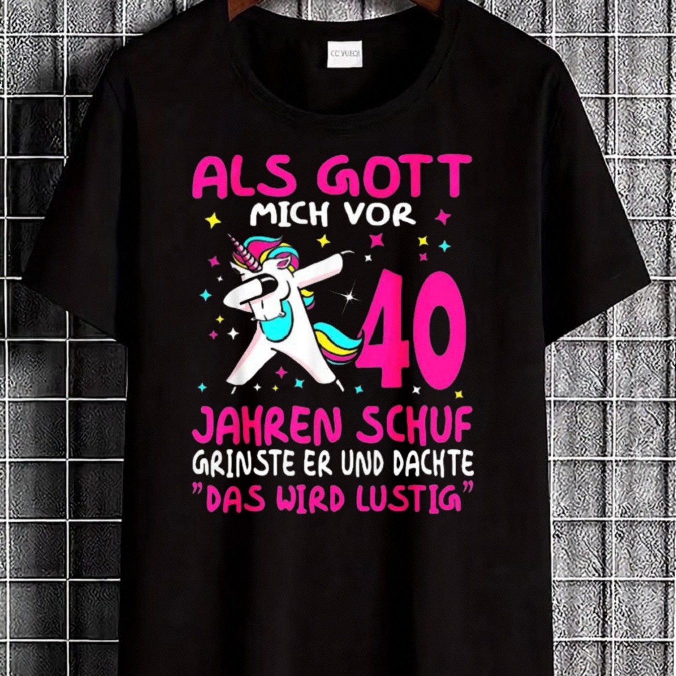 Plus Size A Fun Celebration Shirt Featuring A Unicorn And German Text, Perfect As A Gift For A 40th Birthday Party For Men And Women