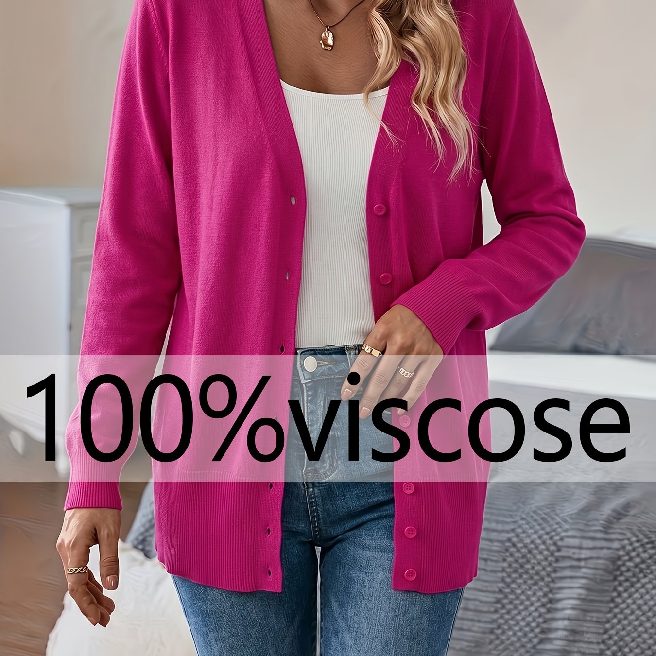 TEMU Women's Autumn Winter New Long Sleeve Cardigan, Button-design Suitable For Autumn Winter Wear, Casual Daily Wear, Commute Wear, Machine Washable