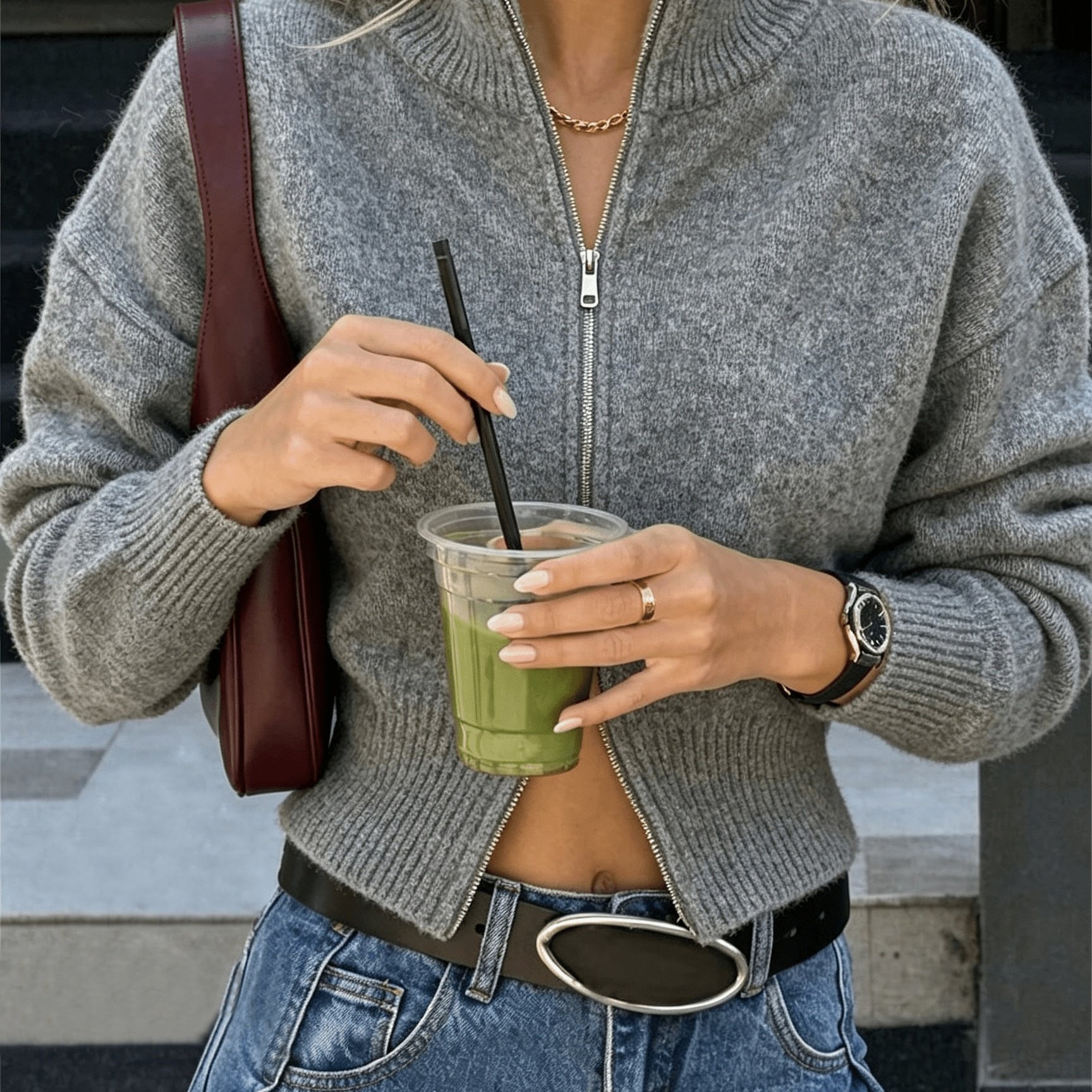 TEMU Women's Autumn Winter New Style Lapel Zipper Cardigan, Long Sleeve Short Length Casual Daily Commuter Sweater Jacket