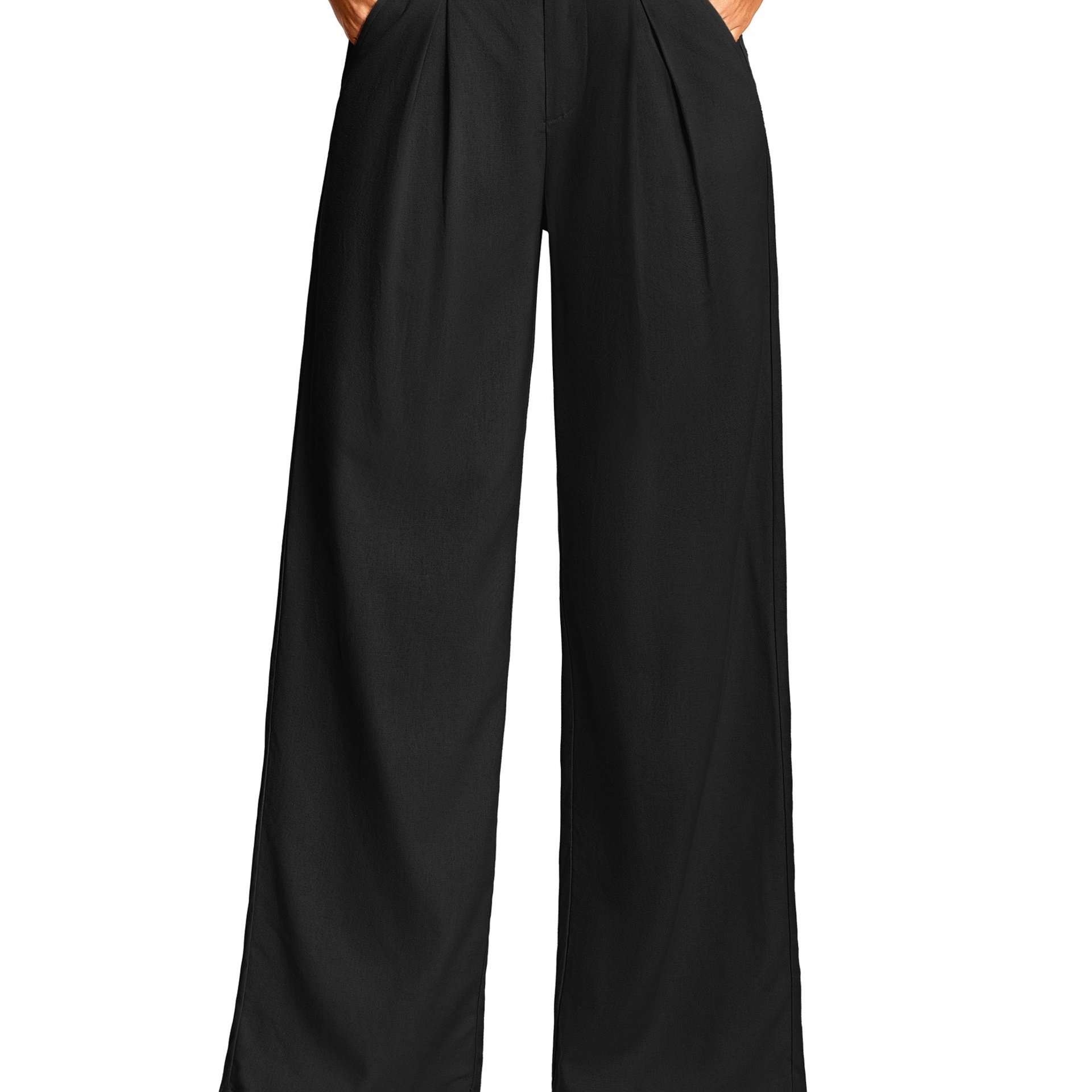 Image of 31'' Women's Linen Pants Wide Leg Work Dressy Pants Casual Slacks Business Trousers For Women With Pockets