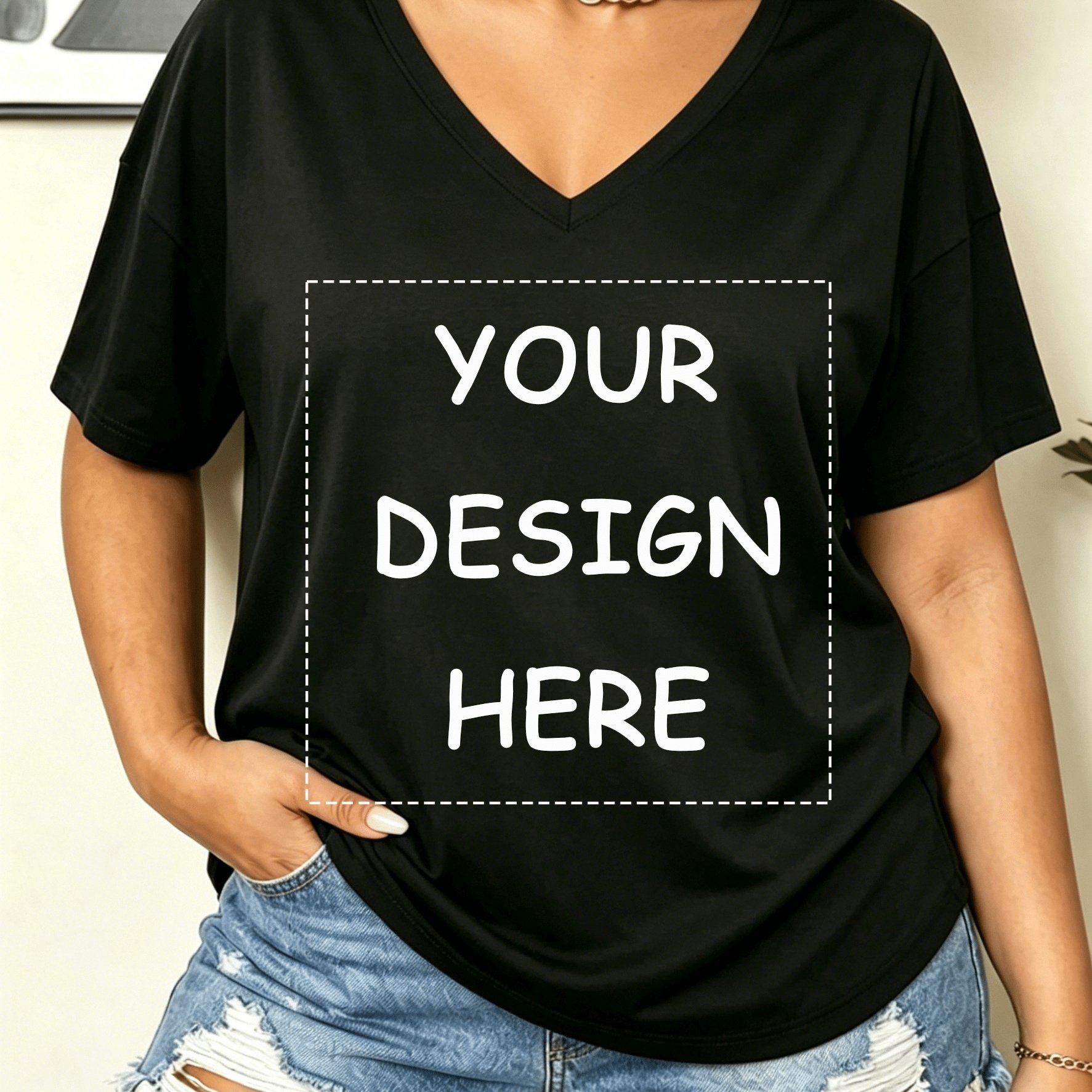TEMU T-shirt décontracté grande taille pour femme à manches courtes avec image et texte personnalisables | Respirant et confortable pour toutes , col