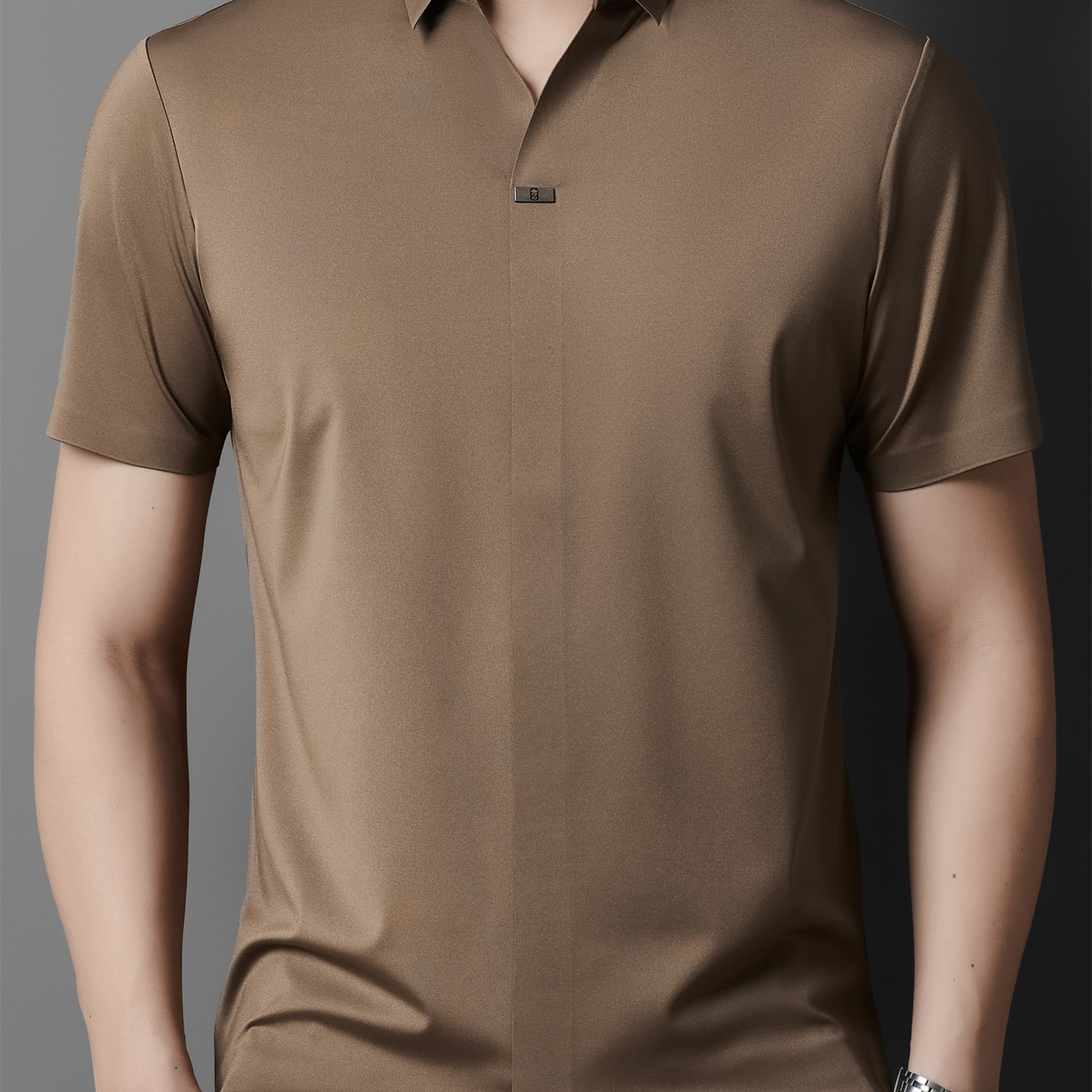 TEMU Summer 's Short Sleeve Shirt With Collar, Casual High-end Breathable Half Sleeve T-shirt Men's Wear Cloud Crown