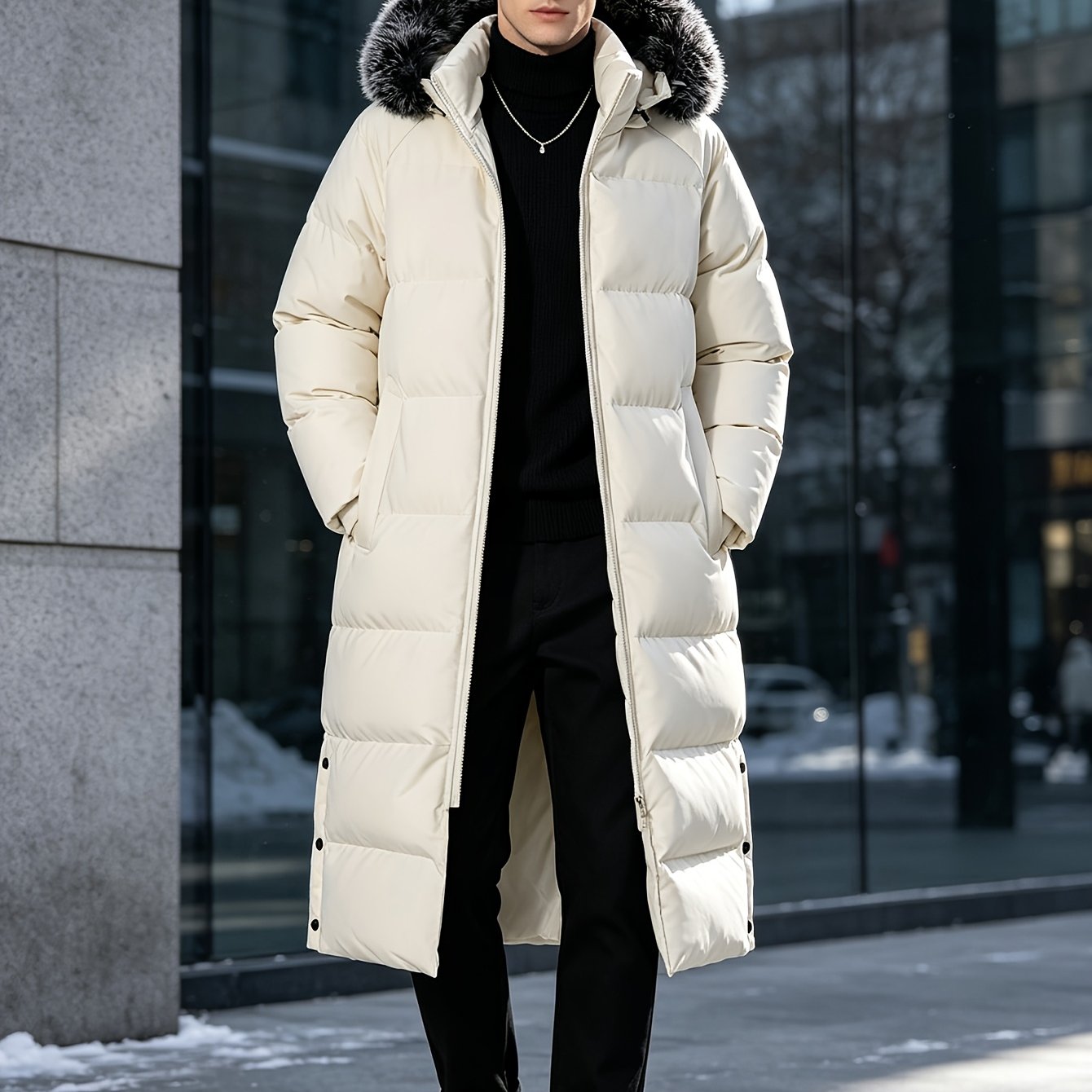 Men's Casual Winter Jacket with Hood and Collar