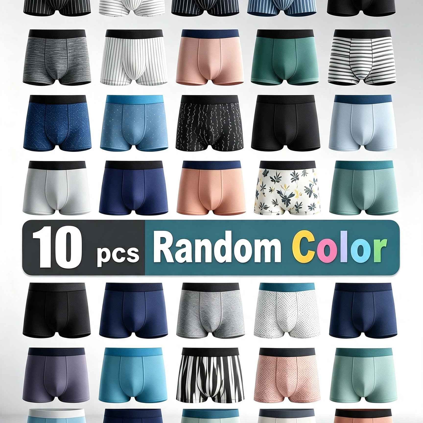 Image of Weimage 10pcs Men's Underwear, Random Style, Soft, Comfortable And Breathable Men's Four- Underwear, Not Easy To Slip Off During Running, Worn For Work, Home, And Short Trips
