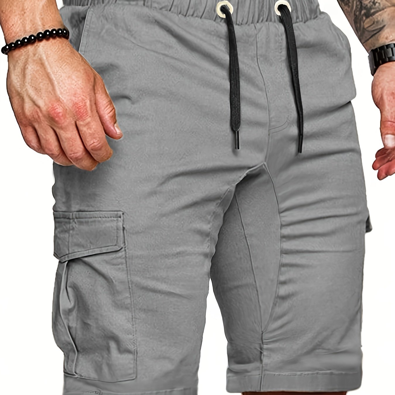 TEMU Men's Multi-pocket Cargo Shorts, Summer Casual Drawstring Waist Cargo Shorts