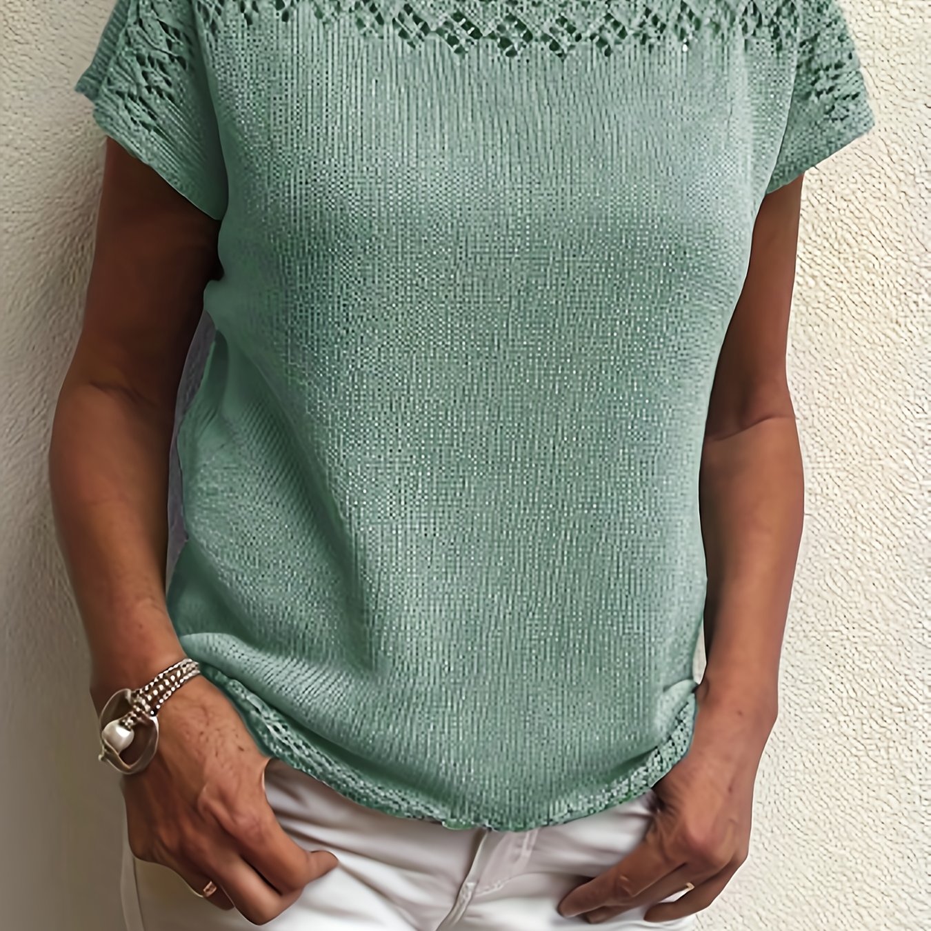 TEMU Women's Hollow-out Summer Short Sleeve