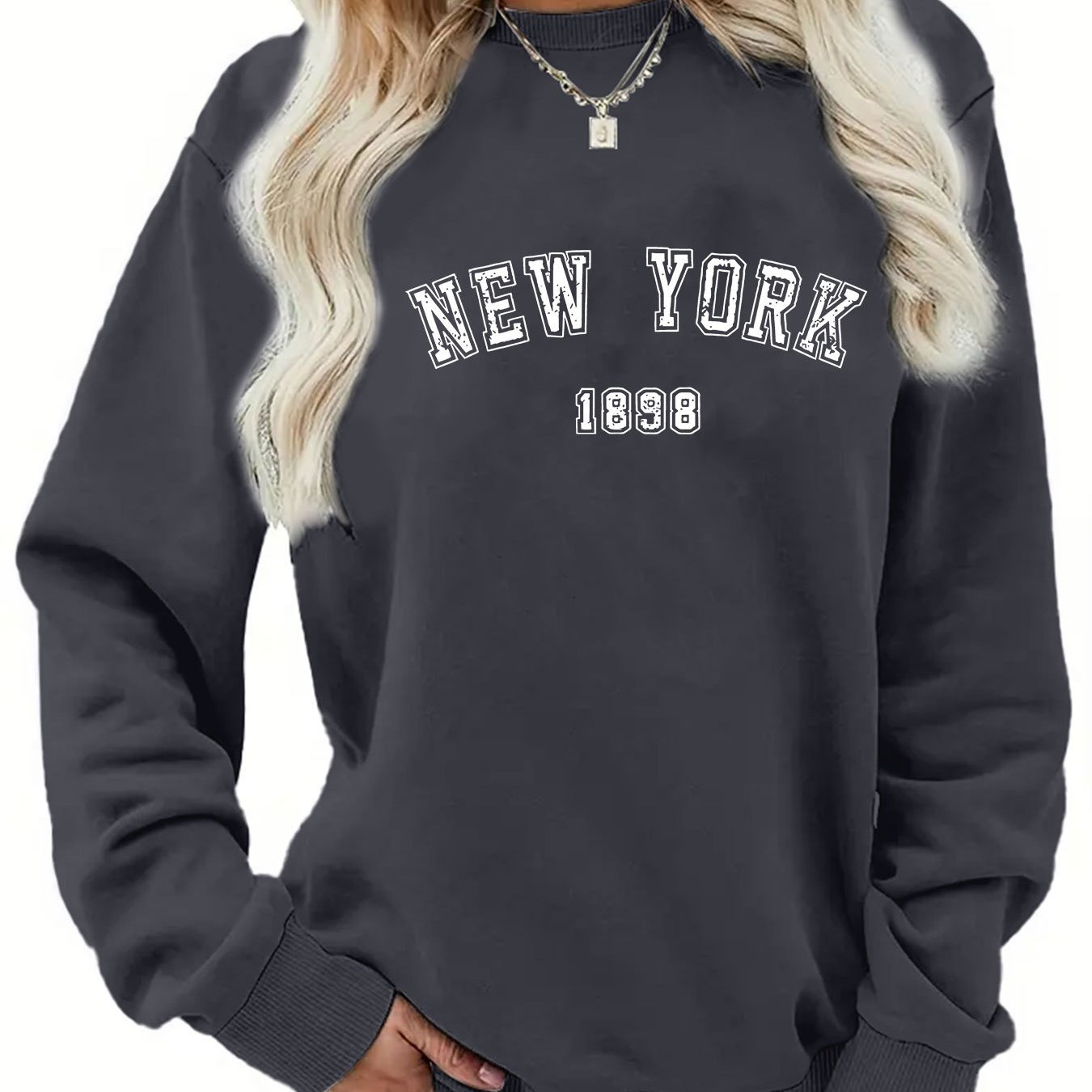 TEMU Newyork Creative Letter Print, Fall/winter Women's Casual Sweatshirt, Fashion Women's Wear
