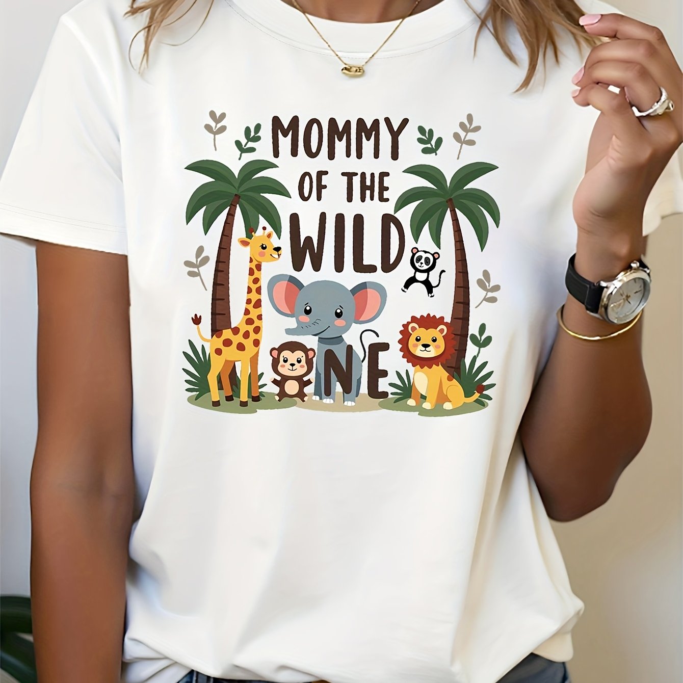 E-shop "MOMMY OF " Design Bedrucktes Damen Kurzarm Rundhals Freizeit T-Shirt für Frühling und Sommer, für , Ausflüge und als Urlaubsgeschenk