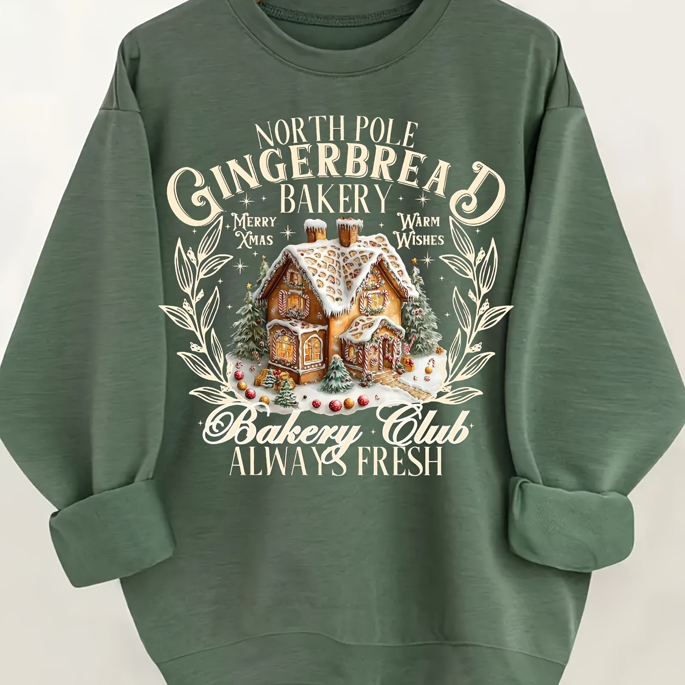 Christmas Print Pullover Sweatshirt, Casual Long Sleeve Crew Neck Sweatshirt For Fall & Winter, Women's Clothing