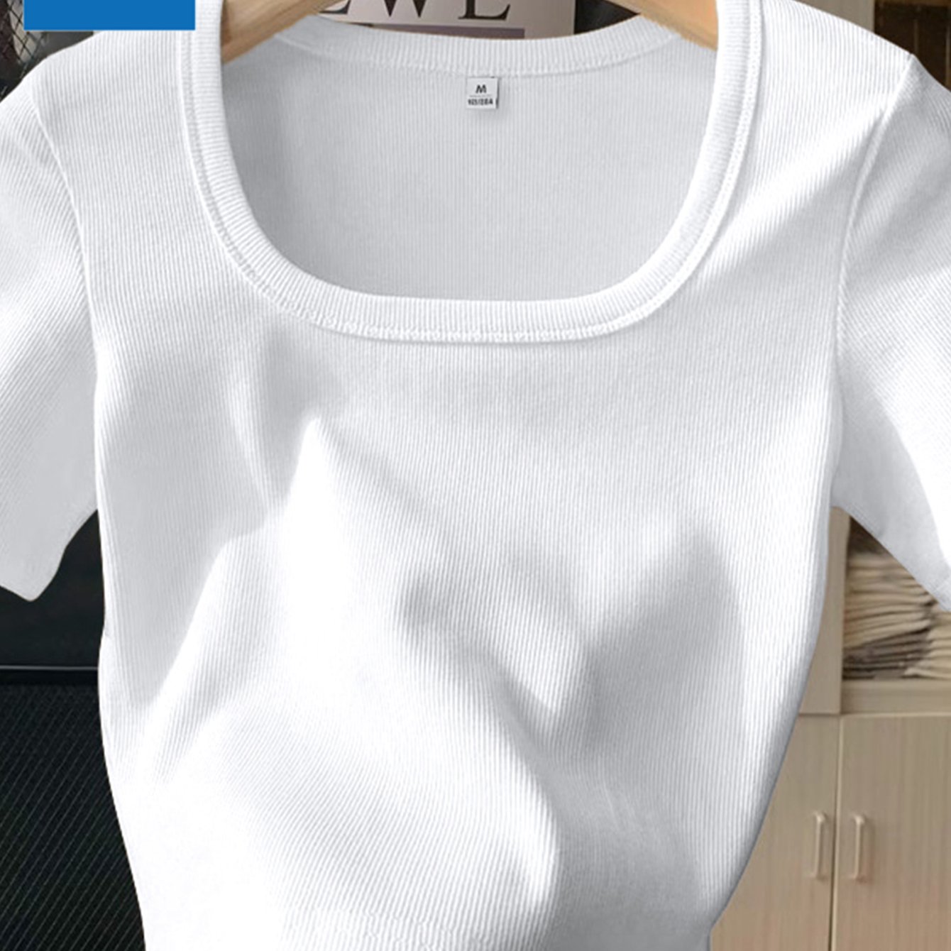 Image of Women' Neck Fitted Short Sleeve T-shirt, New Summer Korean-, Cropped Top With A Slim Fit And Stretchy Inner Layer