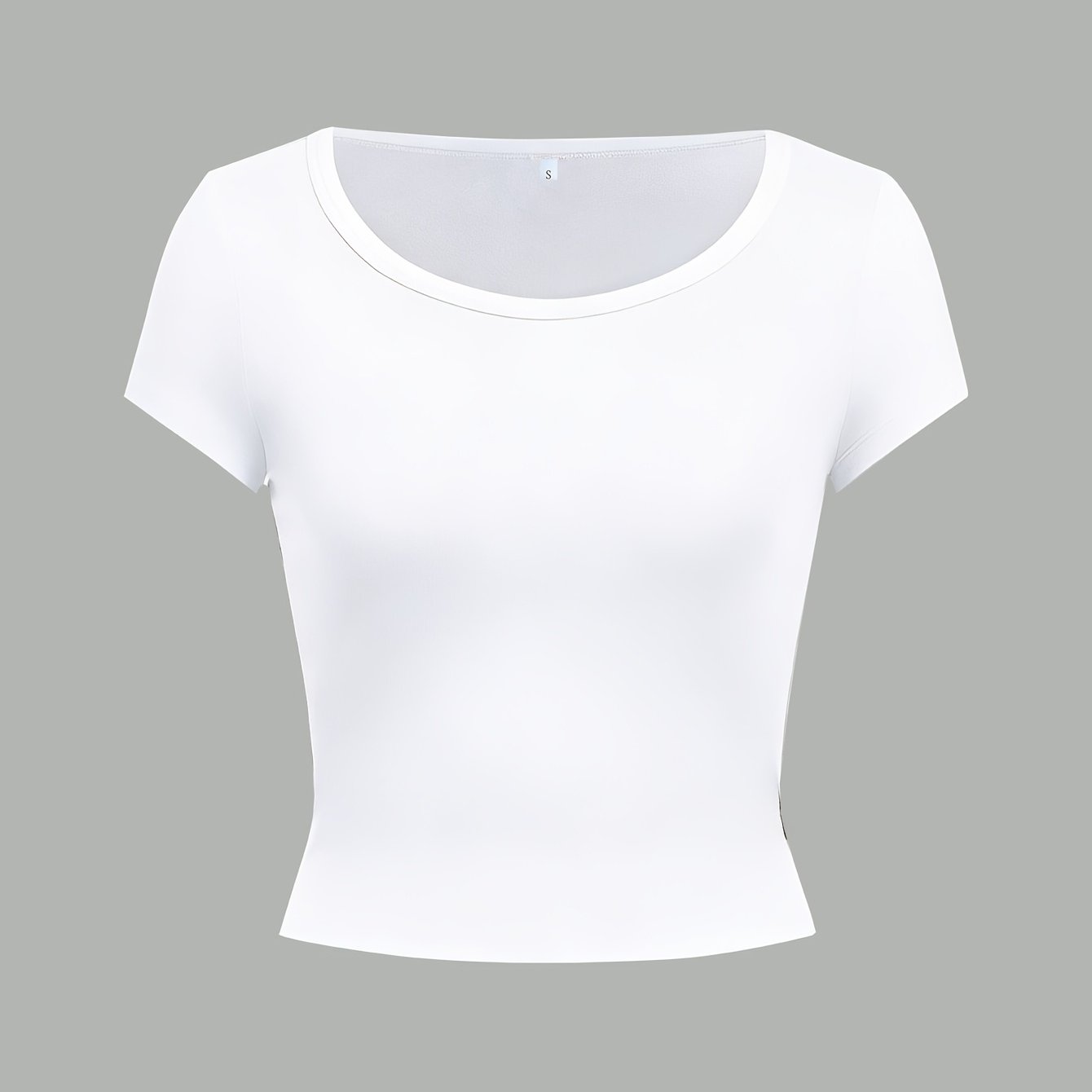 TEMU Women's Slim-fit Solid Color Round Neck T-shirt - Minimalist Casual Top Suitable For Spring Summer Fall - Medium-stretch Blouse For, Semi-formal