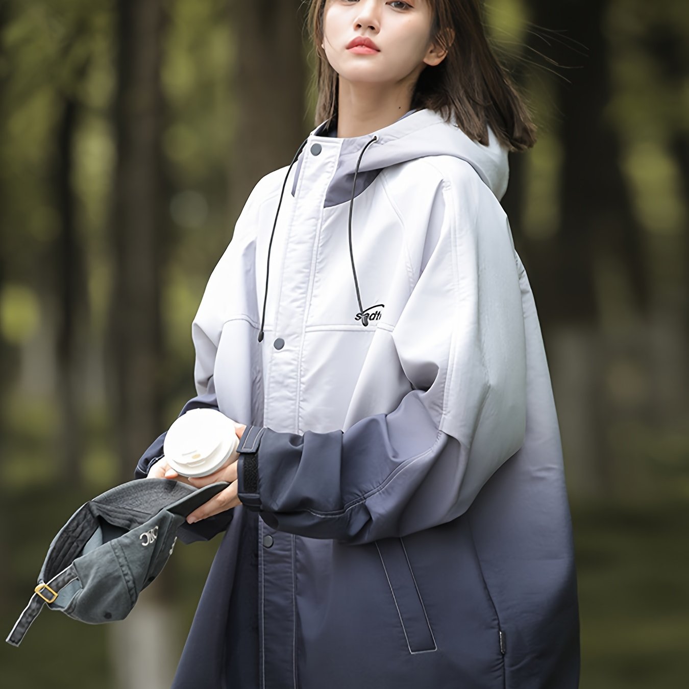 TEMU A Stylish Gradient Windproof Jacket For Ladies, Suitable For Casual In Autumn And Winter.