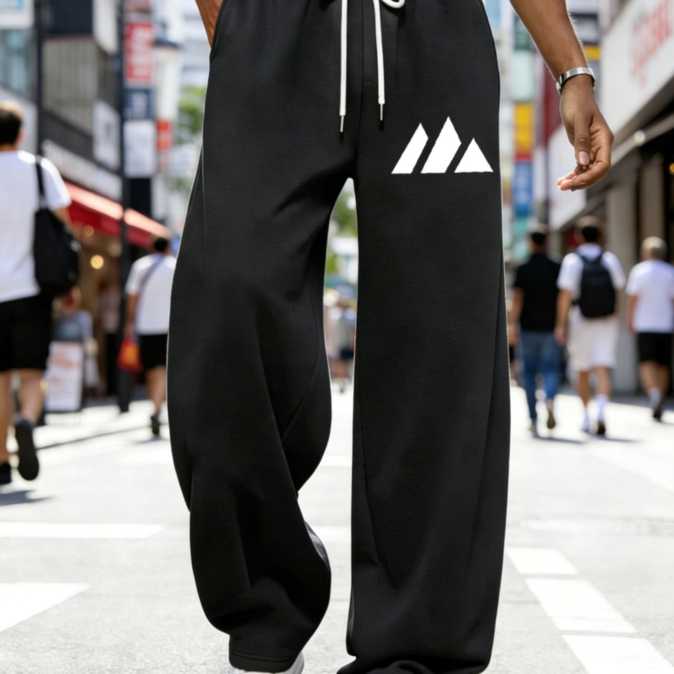TEMU Men's Casual Straight-leg Pants, Sporty, Breathable And Comfortable, Long Pants, Machine Washable, , Plus Size
